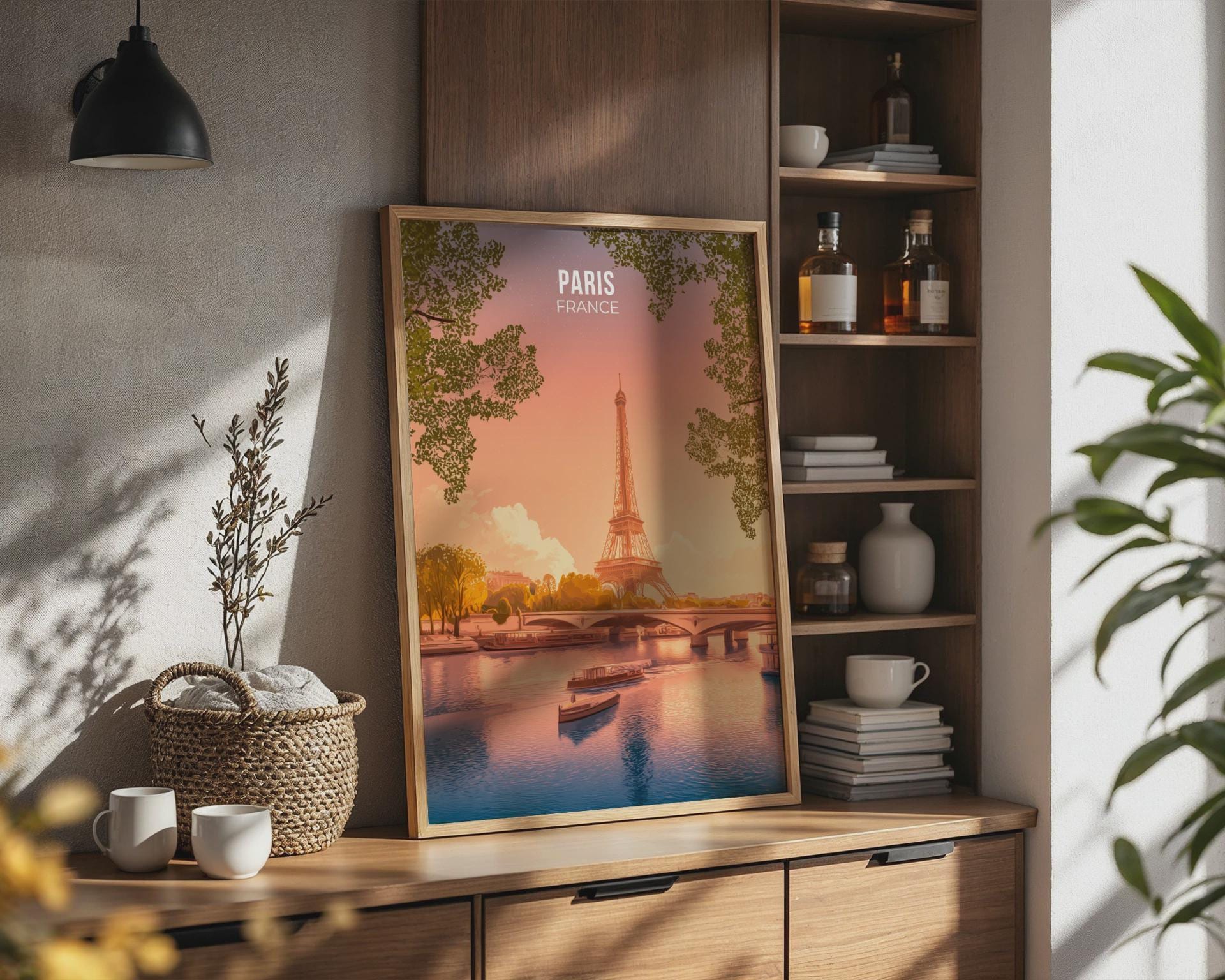 Paris France Sunset Print Eiffel Tower Wall Art - Travel Wall Art