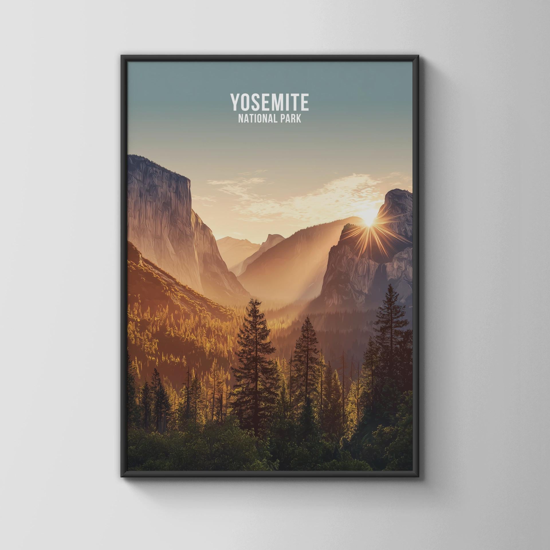 Sunset Landscape Yosemite Print Wall Art National Park Art - Travel Wall Art