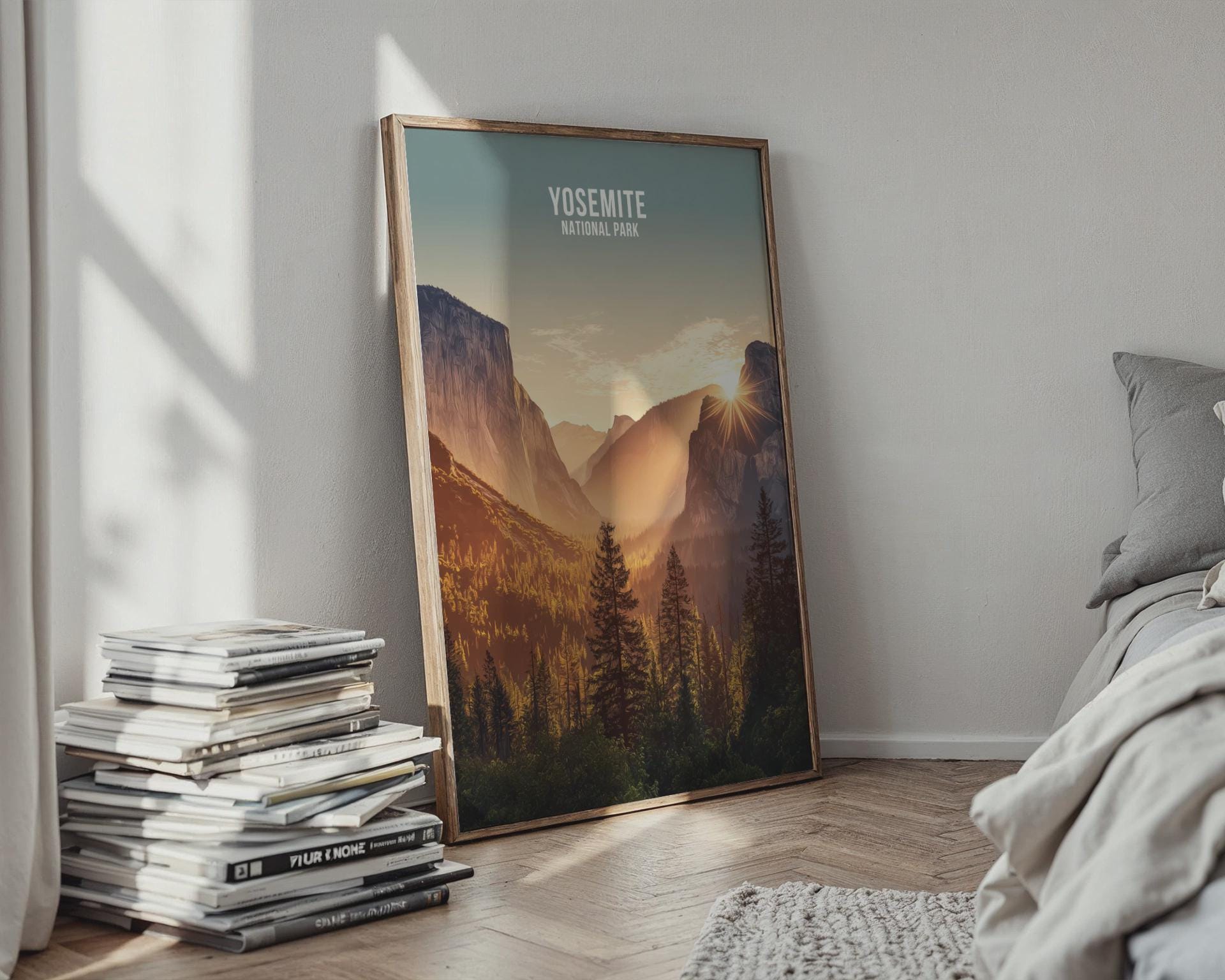 Sunset Landscape Yosemite Print Wall Art National Park Art - Travel Wall Art