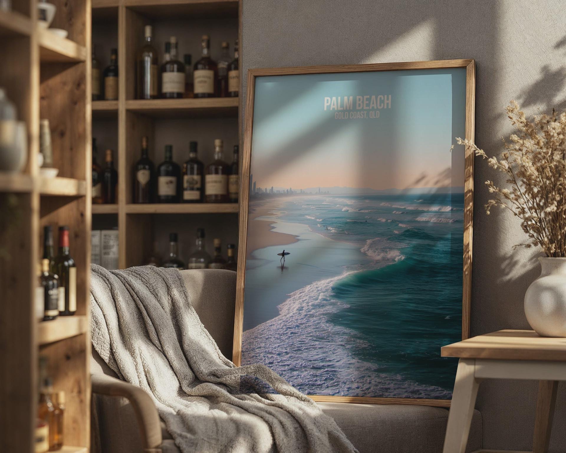 Palm Beach Travel Poster Gold Coast Art Print Ocean Waves - Travel Wall Art