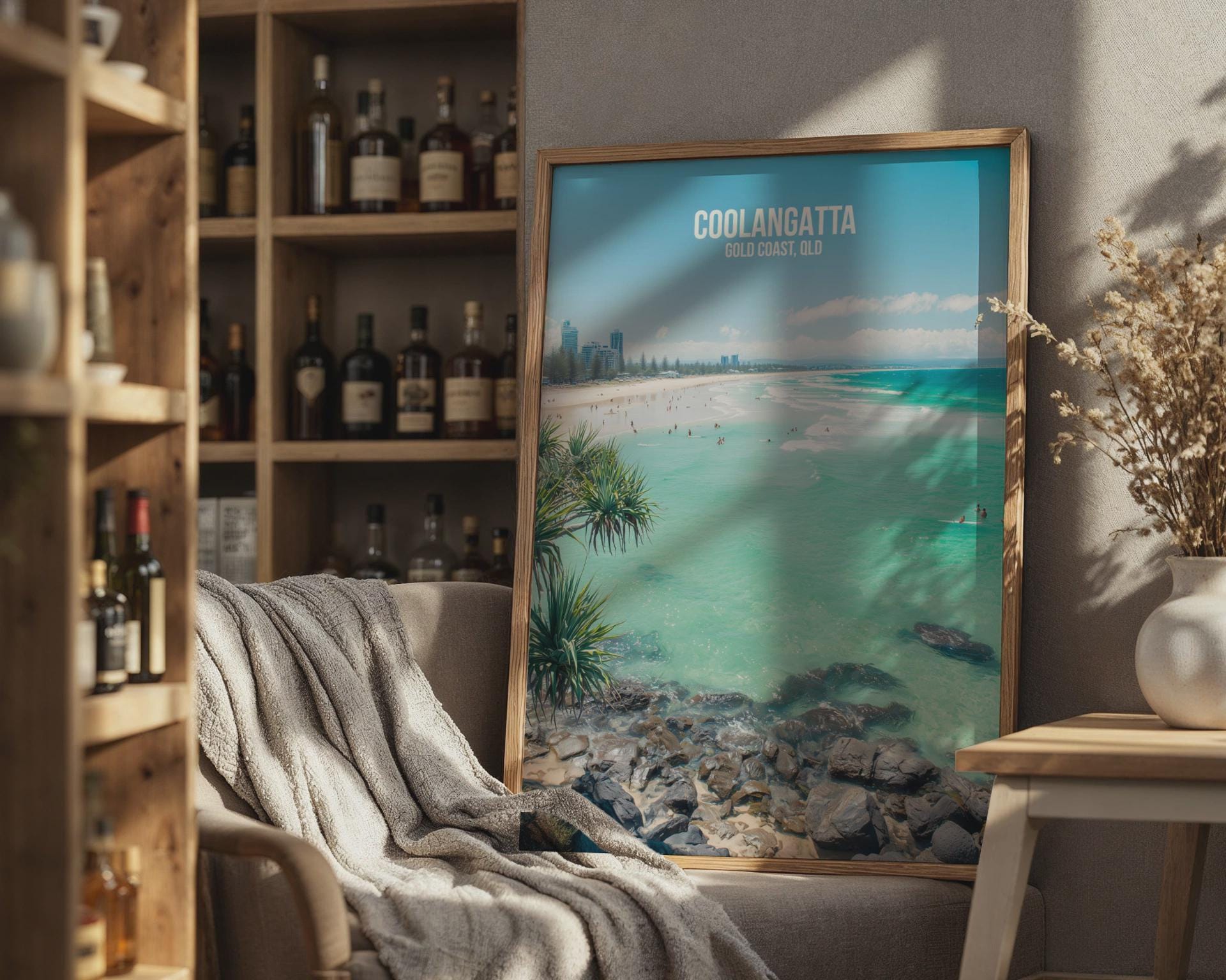 Coolangatta Beach Poster Gold Coast Art Print - Travel Wall Art