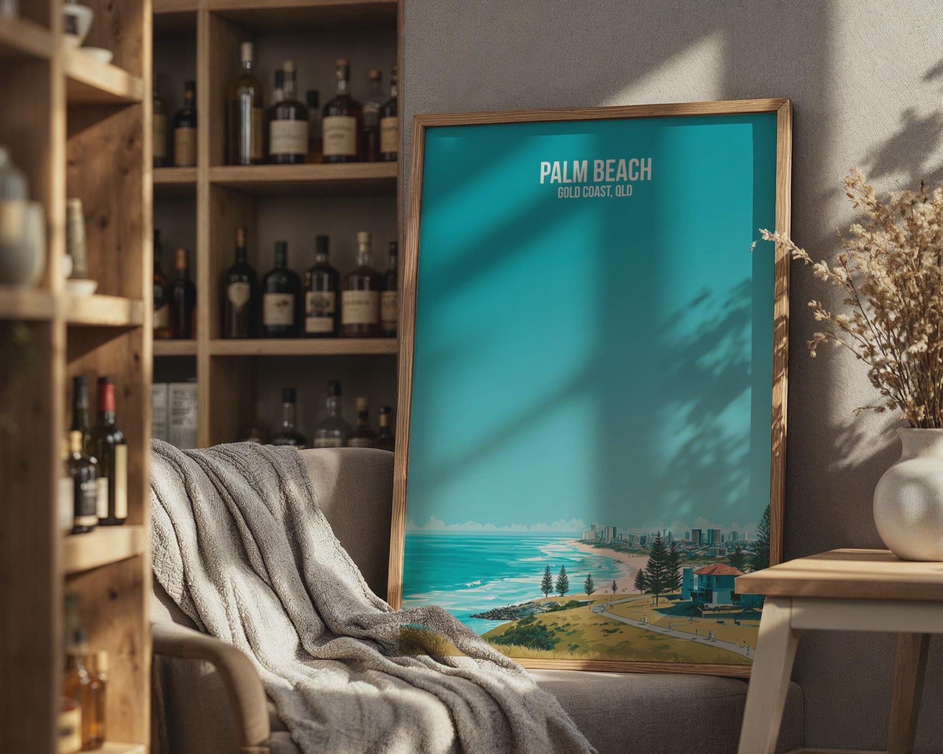 Palm Beach Travel Poster Art Print Gold Coast Queensland - Travel Wall Art