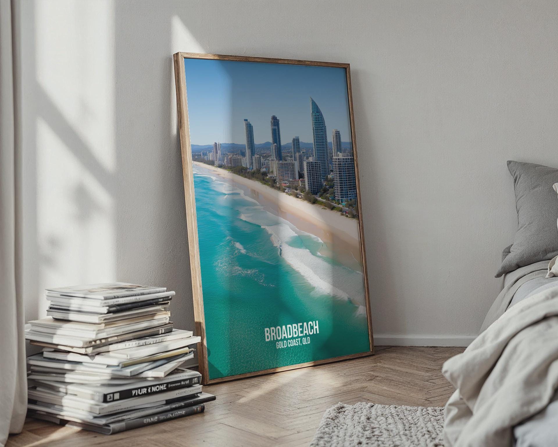 Broadbeach Gold Coast Shoreline Poster Wall Art - Travel Wall Art