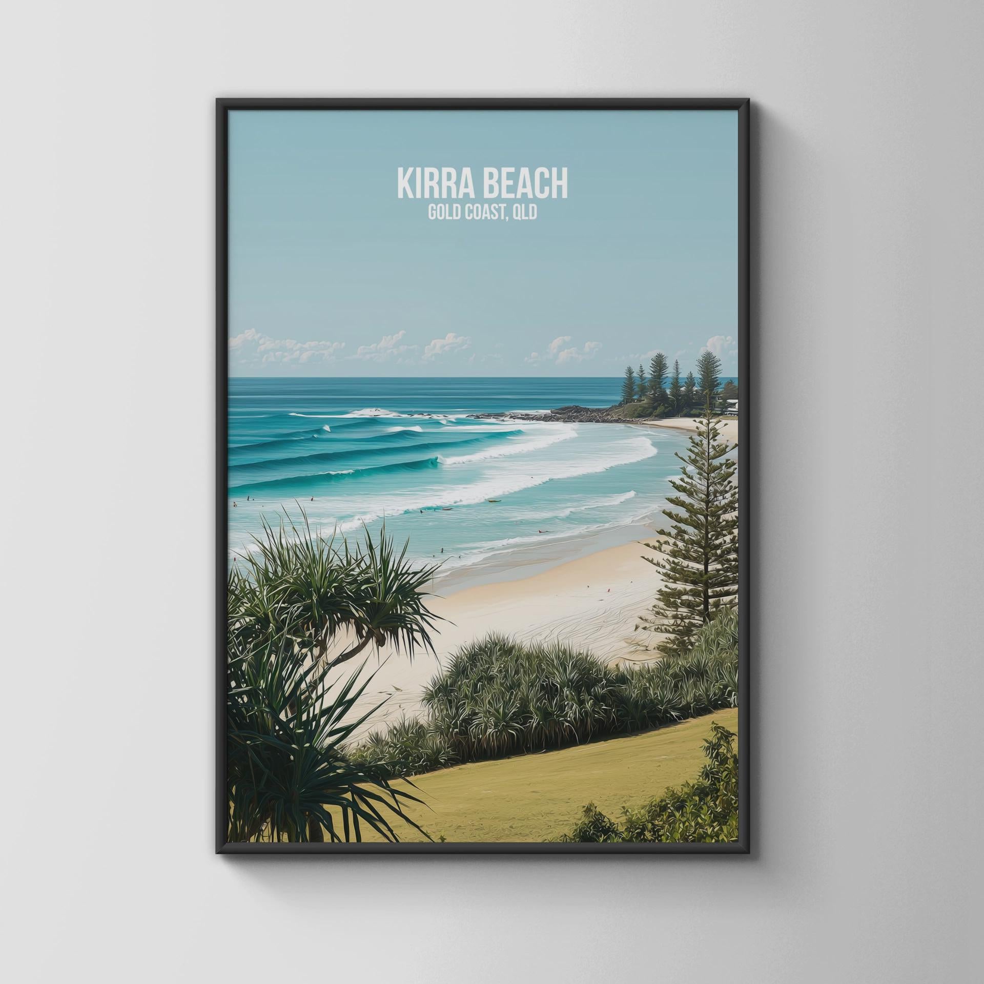Kirra Beach Wall Art Print Coastal Landscape Art - Travel Wall Art