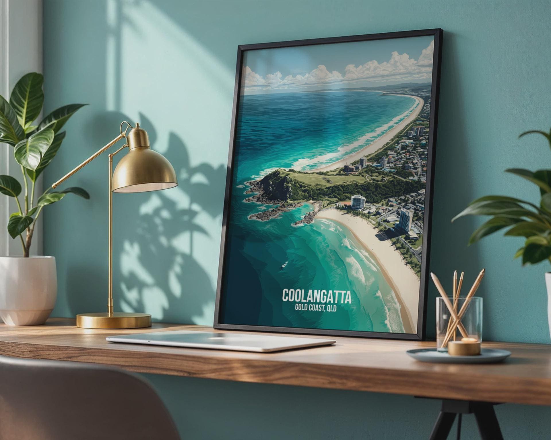 Coolangatta Coastal Wall Art Print Australia Travel Poster - Travel Wall Art