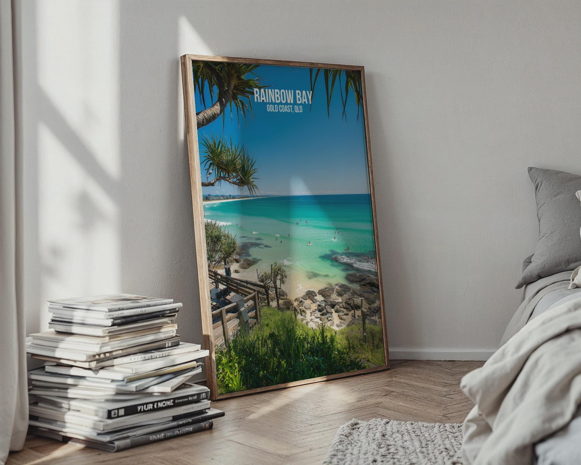 Rainbow Bay Print Gold Coast QLD Beach Poster Wall Art - Travel Wall Art