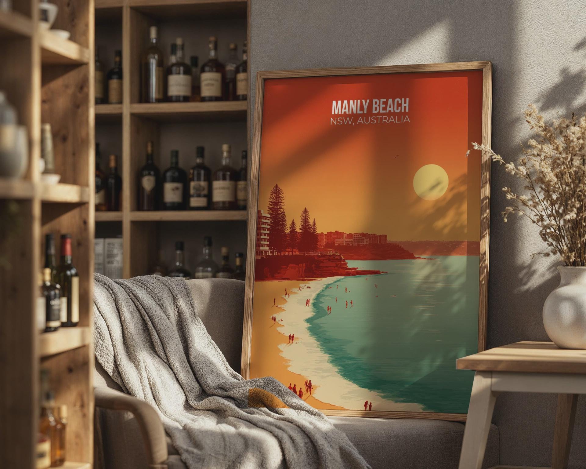 Manly Beach NSW Australia Print Minimalist Travel Art Poster - Travel Wall Art