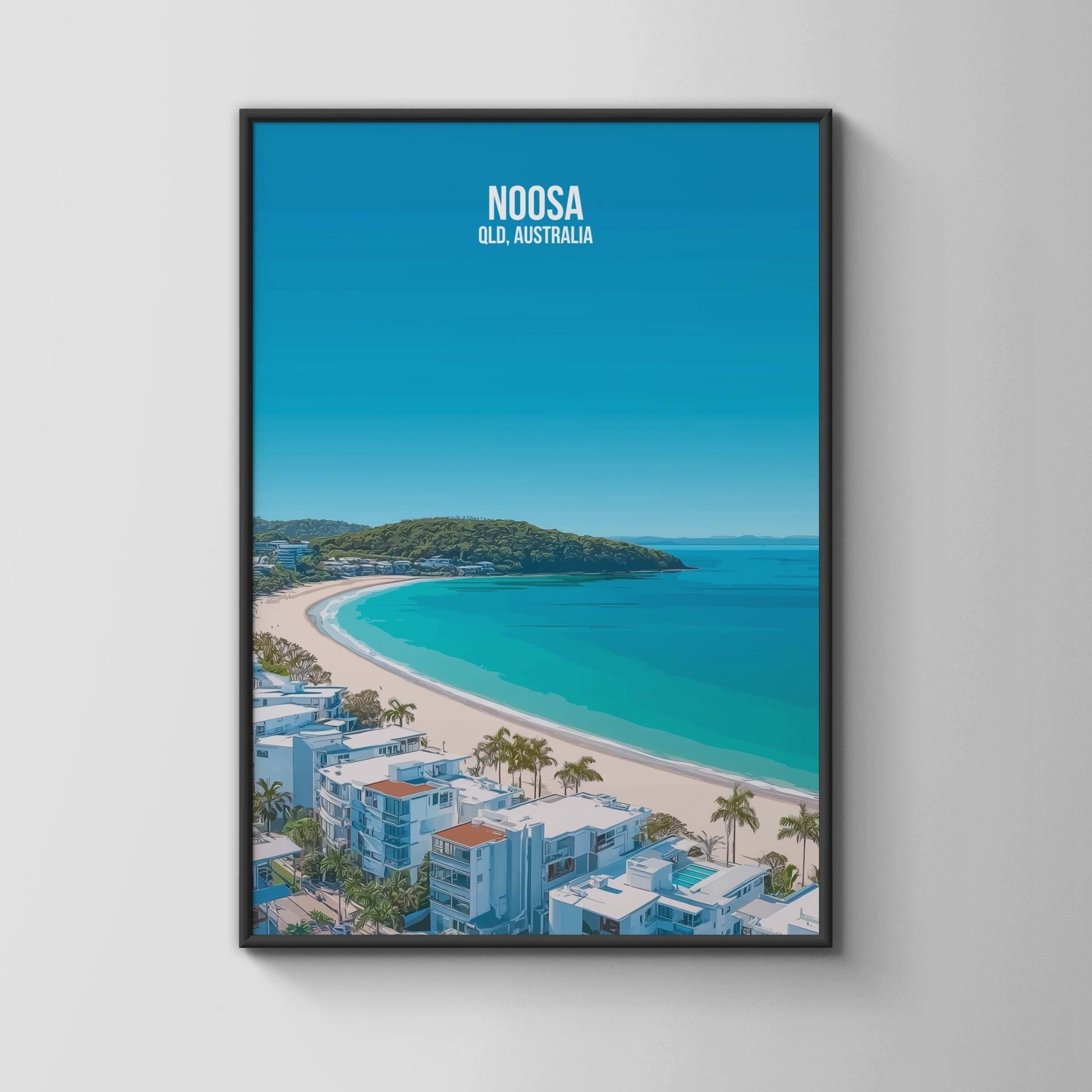 Noosa QLD Australia Art Print Beach Wall Art Minimalist Poster - Travel Wall Art
