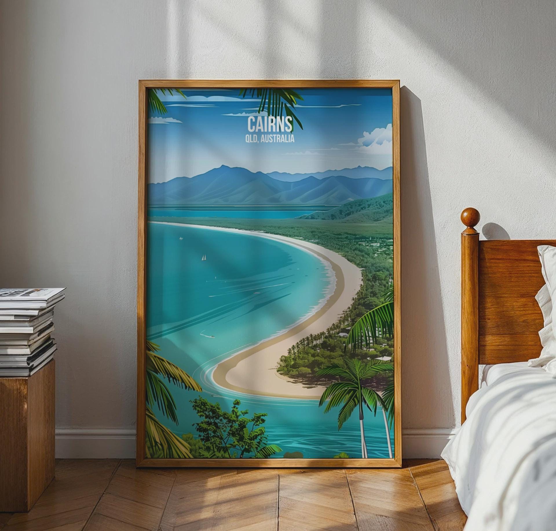 Cairns QLD Australia Poster Print Coastal Wall Art - Travel Wall Art