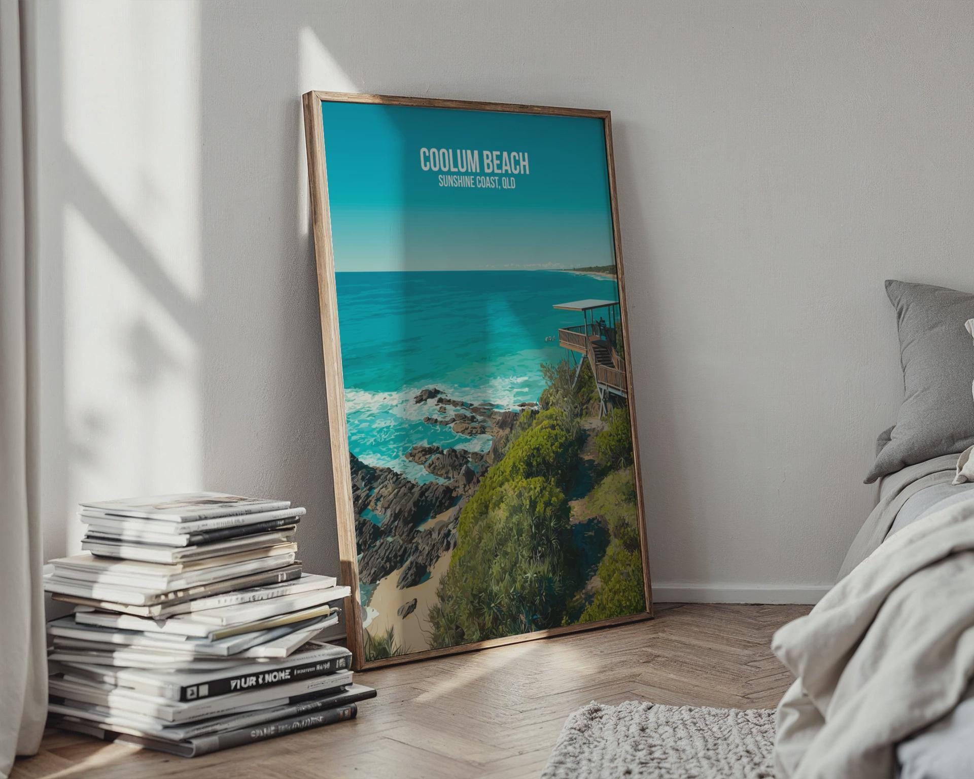 Coolum Beach Poster Sunshine Coast Wall Art - Travel Wall Art