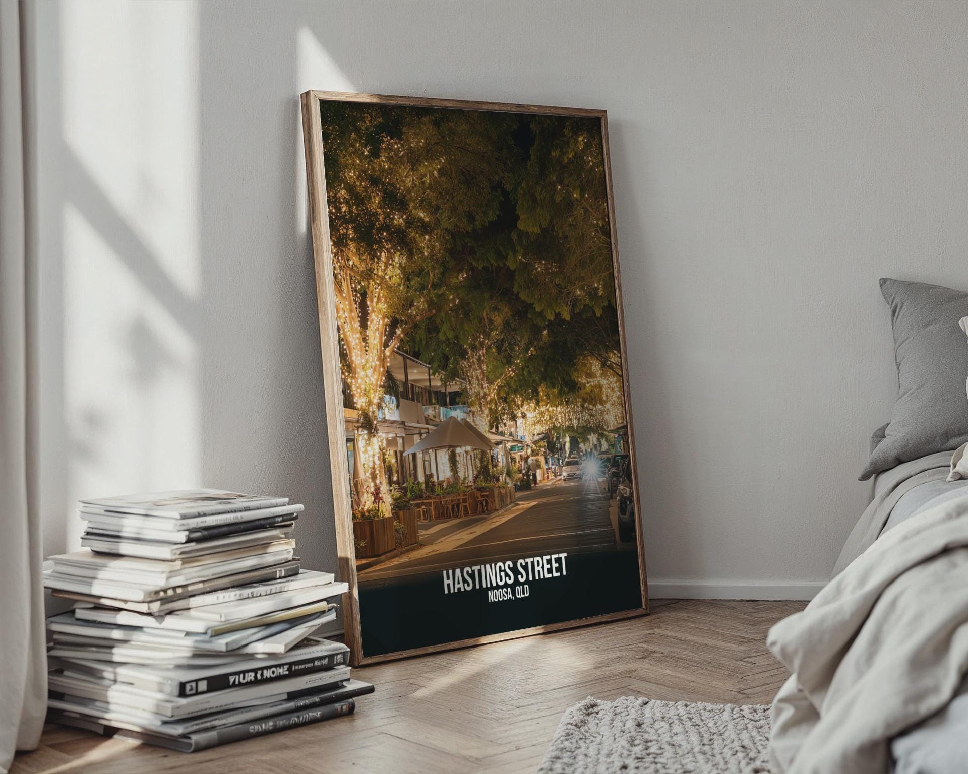 Hastings Street Noosa Print Night Scene Art - Travel Wall Art
