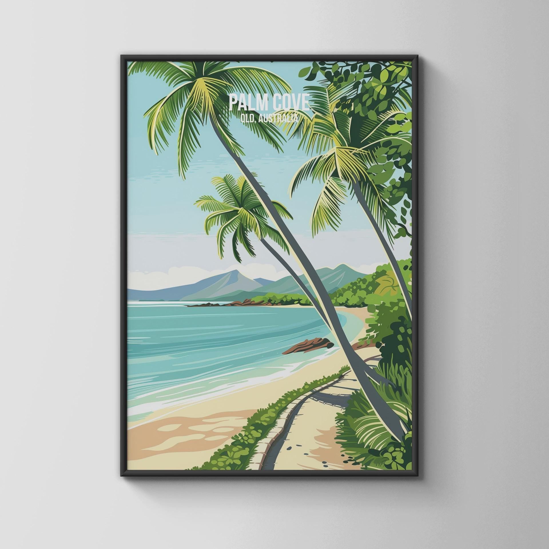 Palm Cove Travel Poster Wall Art Print QLD Australia - Travel Wall Art
