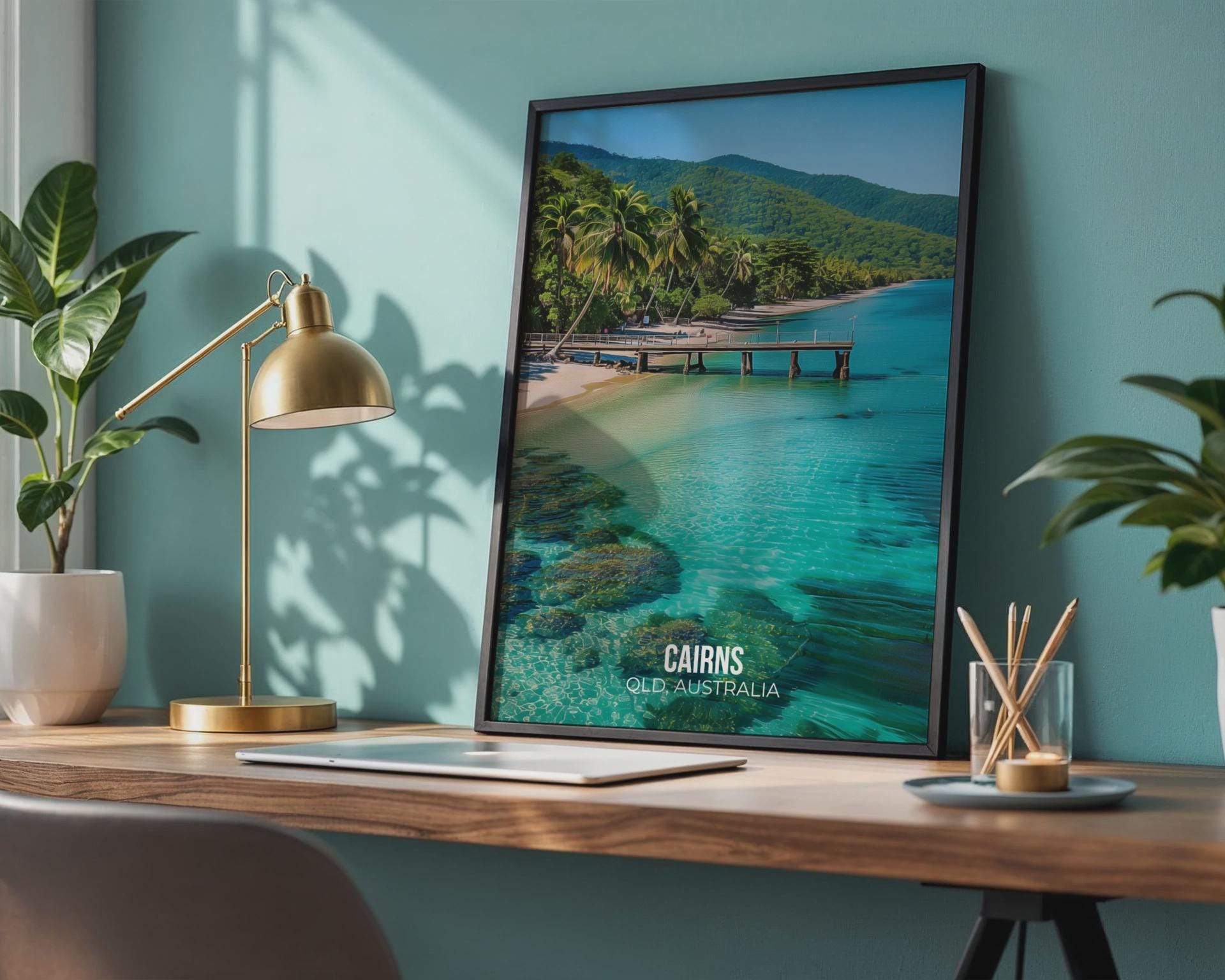 Cairns Queensland Coastal Landscape Poster Print Wall Art - Travel Wall Art