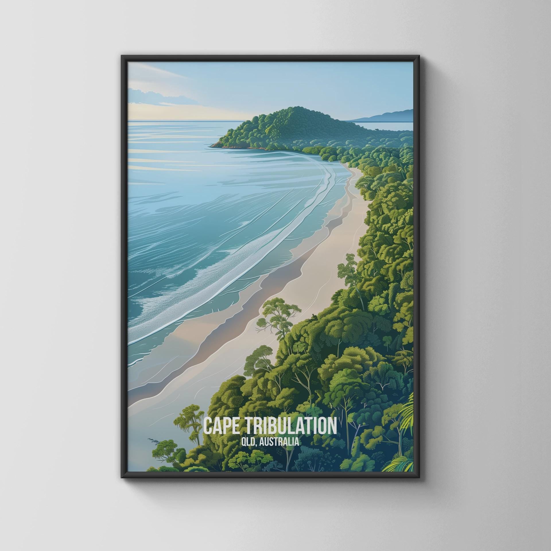 Cape Tribulation Art Print Landscape Poster Australia Beach Scene - Travel Wall Art