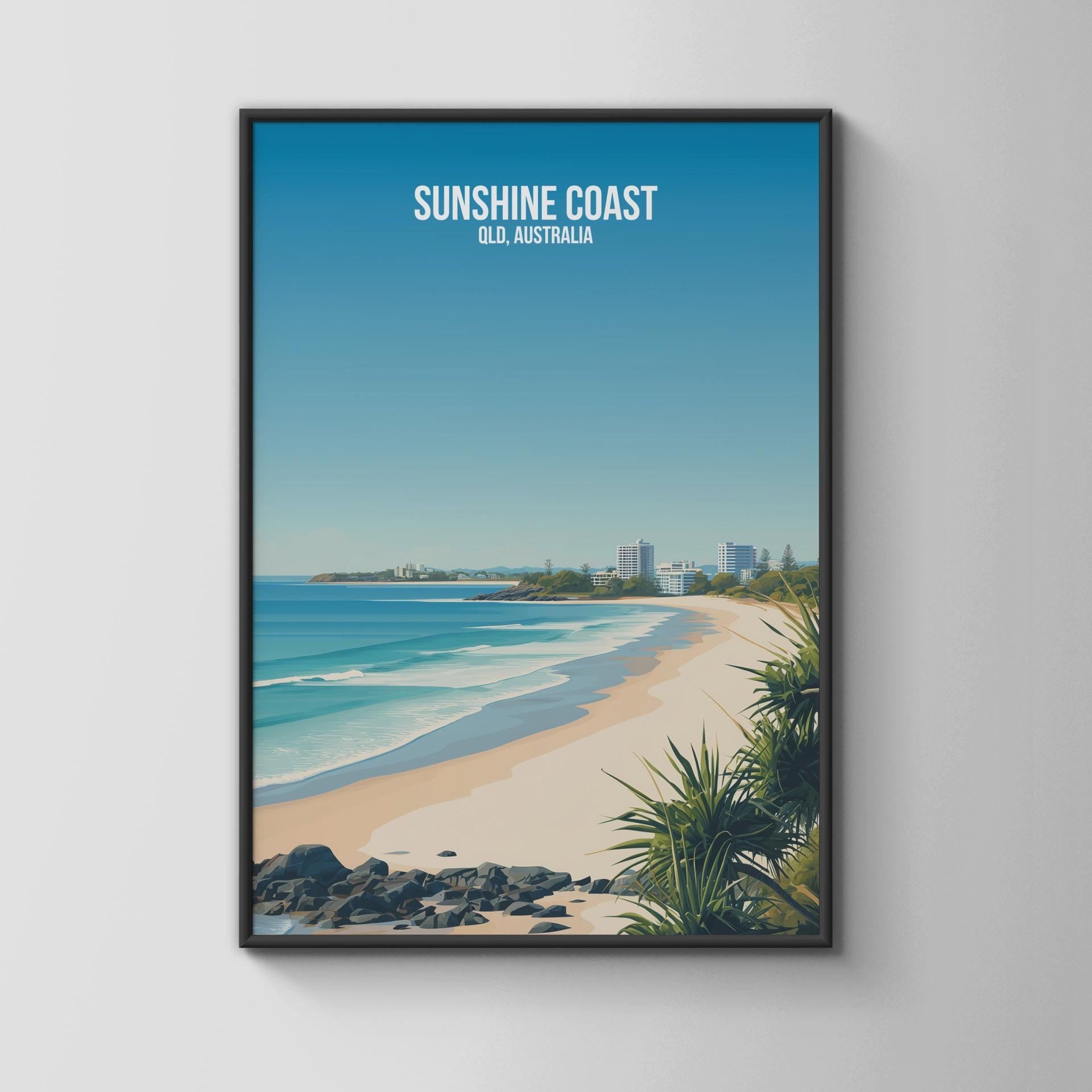 Coastal Wall Art Print Sunshine Coast Beach Scene - Travel Wall Art