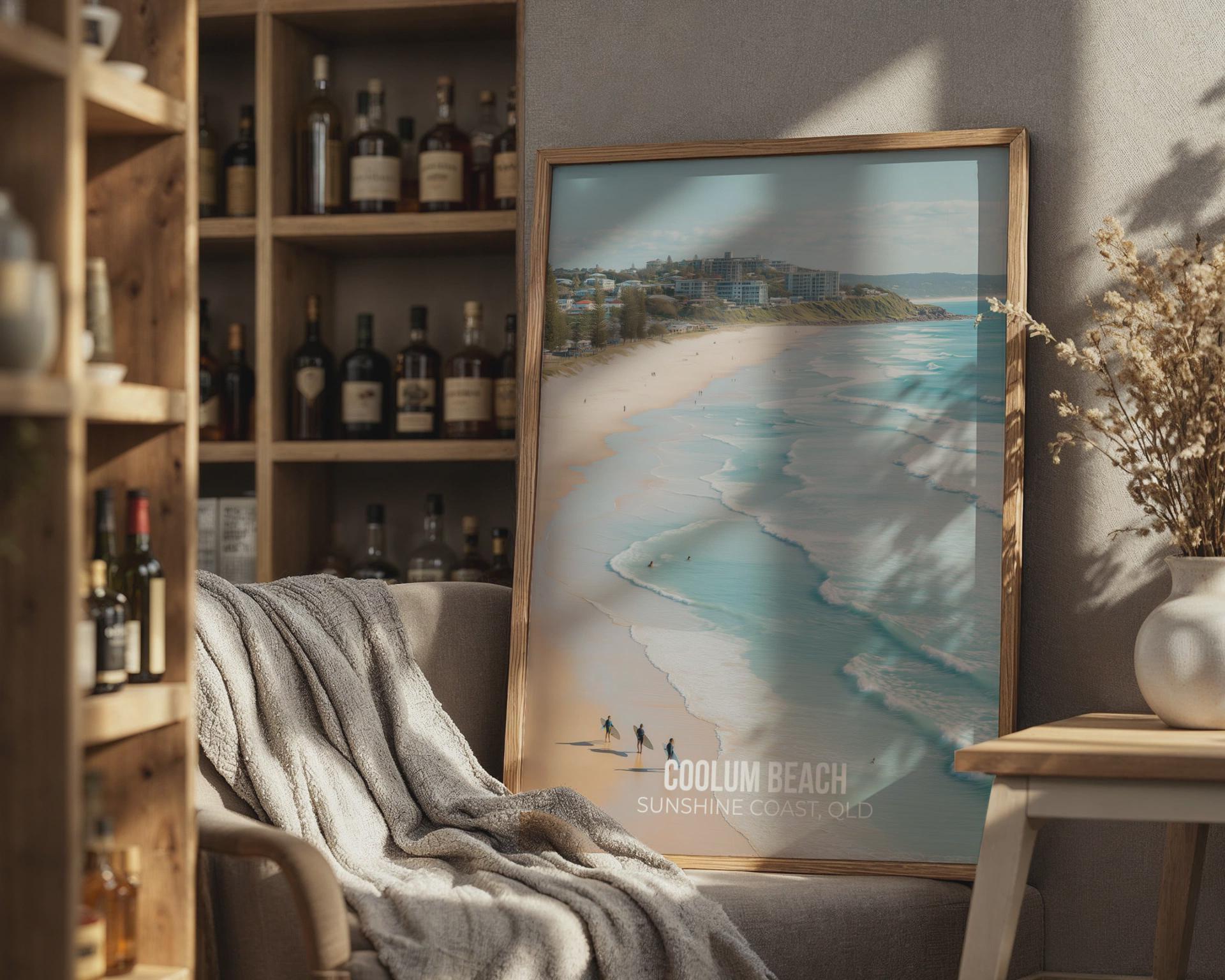 Coolum Beach Wall Art Coastal Print Poster QLD Australia - Travel Wall Art