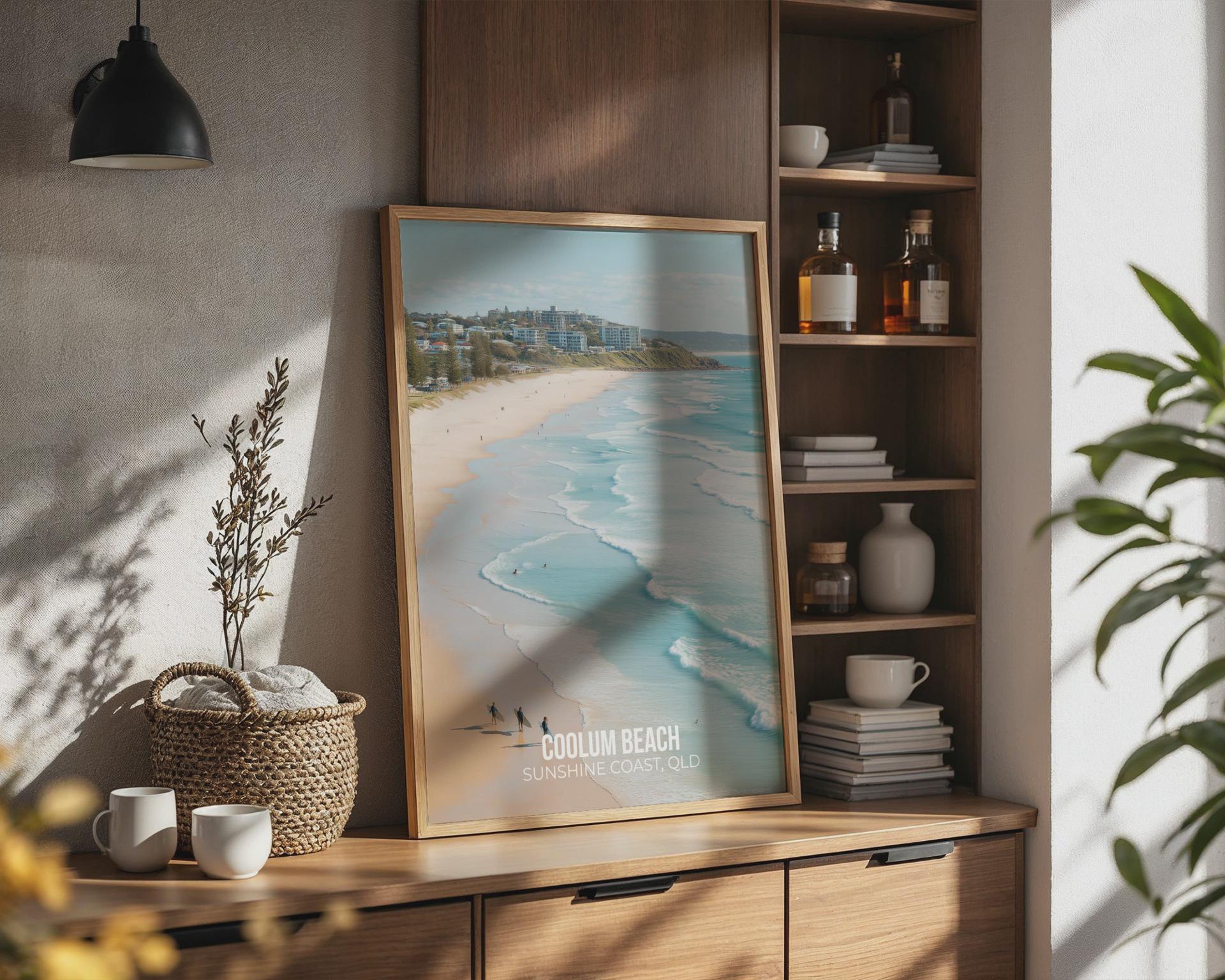 Coolum Beach Wall Art Coastal Print Poster QLD Australia - Travel Wall Art
