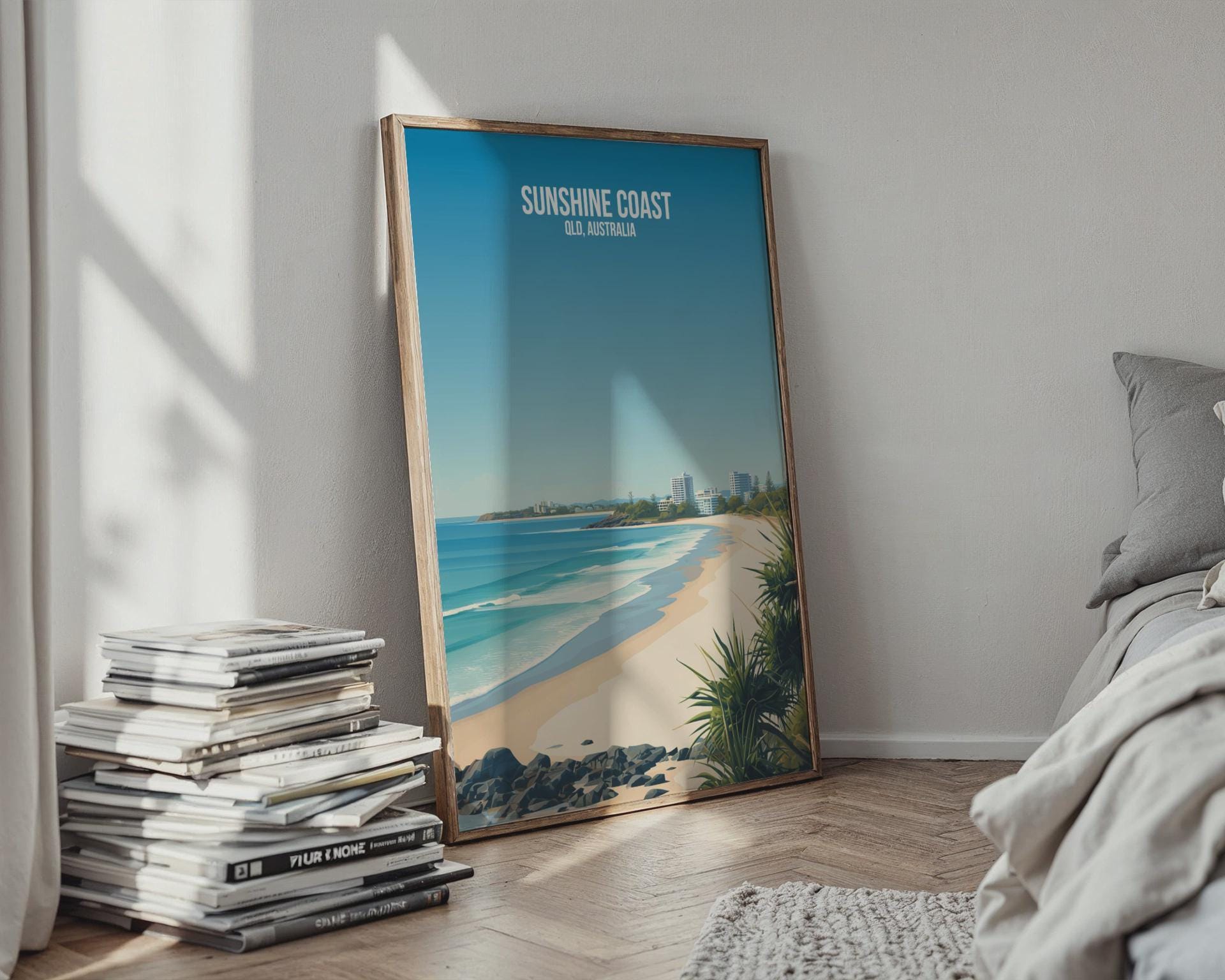Coastal Wall Art Print Sunshine Coast Beach Scene - Travel Wall Art