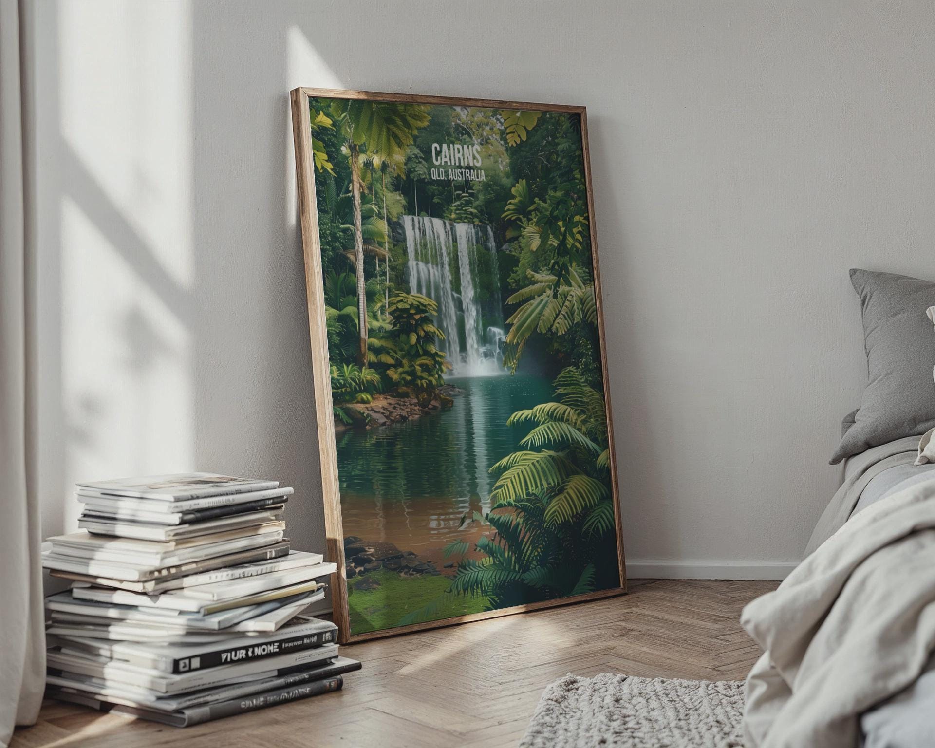 Cairns Waterfall Art Print QLD Poster Wall Art - Travel Wall Art