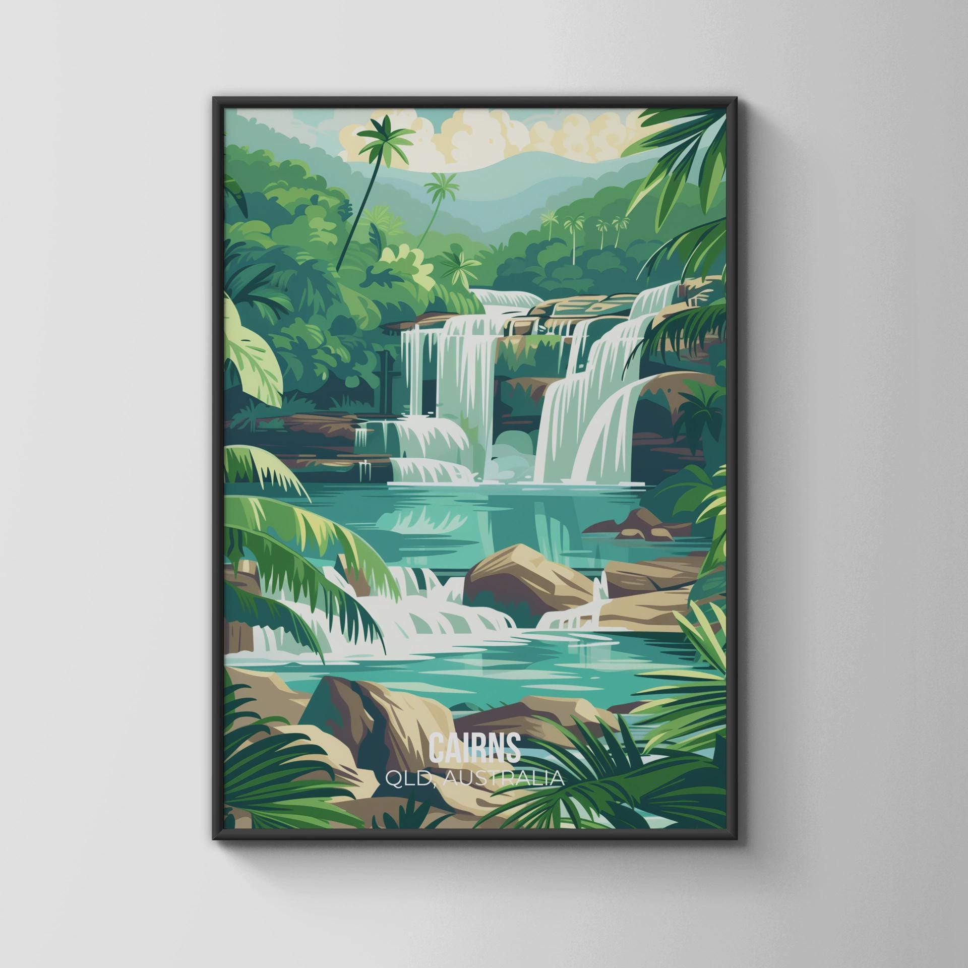 Cairns Waterfall Poster Wall Art Queensland Print - Travel Wall Art