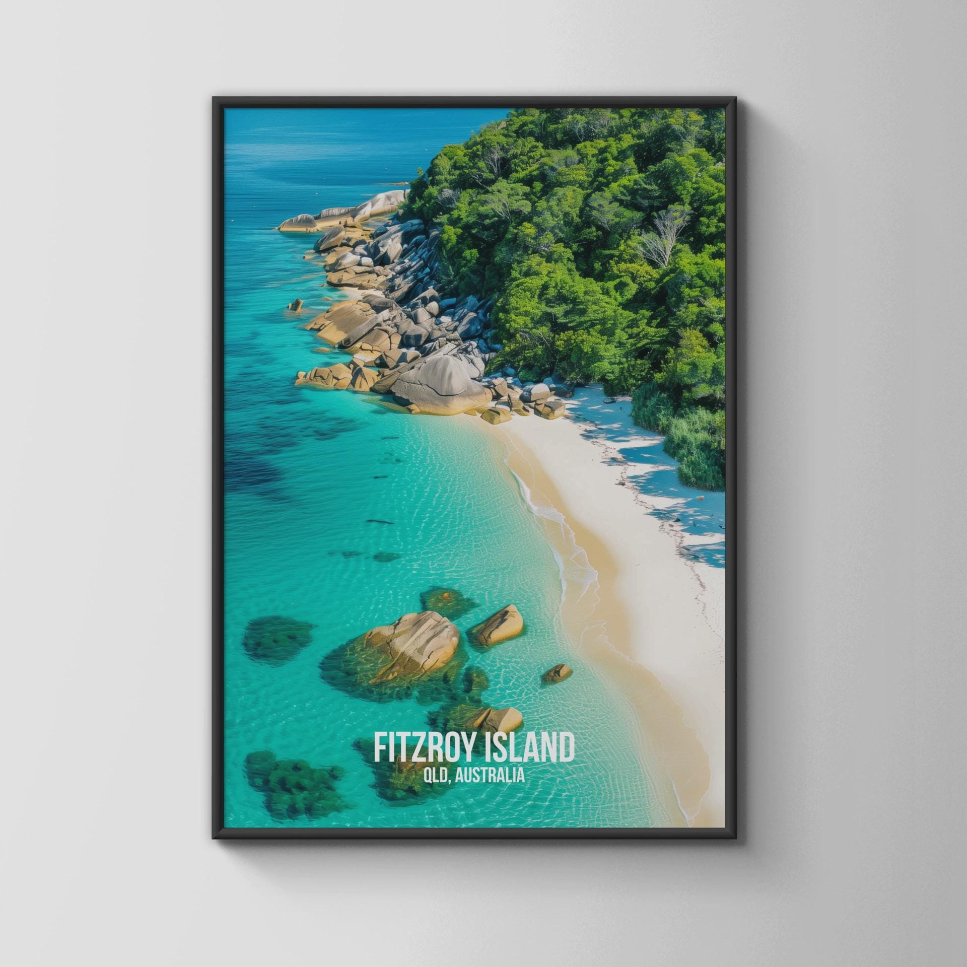 Fitzroy Island QLD Australia Ocean Poster Print Wall Art - Travel Wall Art