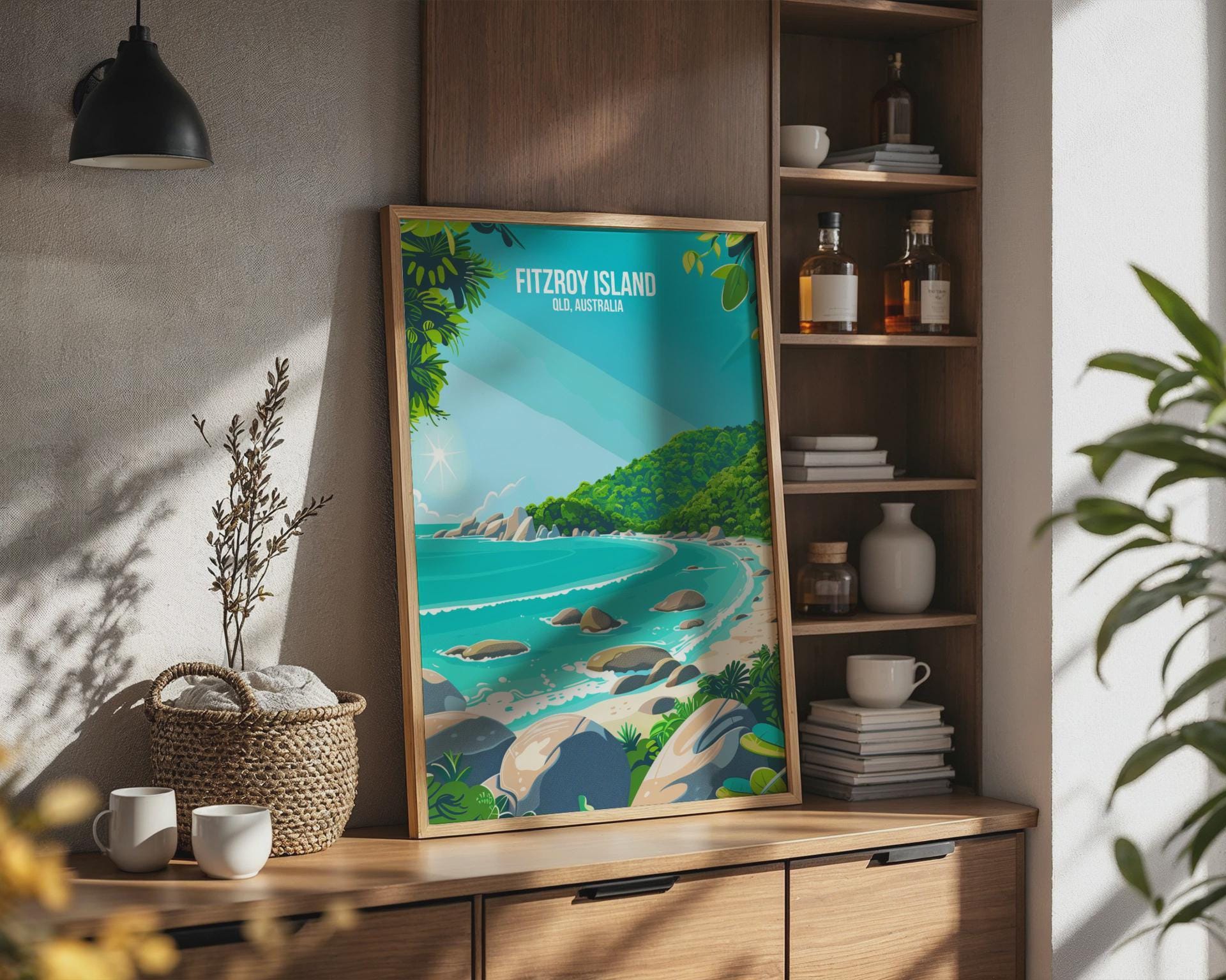 Fitzroy Island Poster QLD Australia Tropical Landscape Wall Art Print - Travel Wall Art