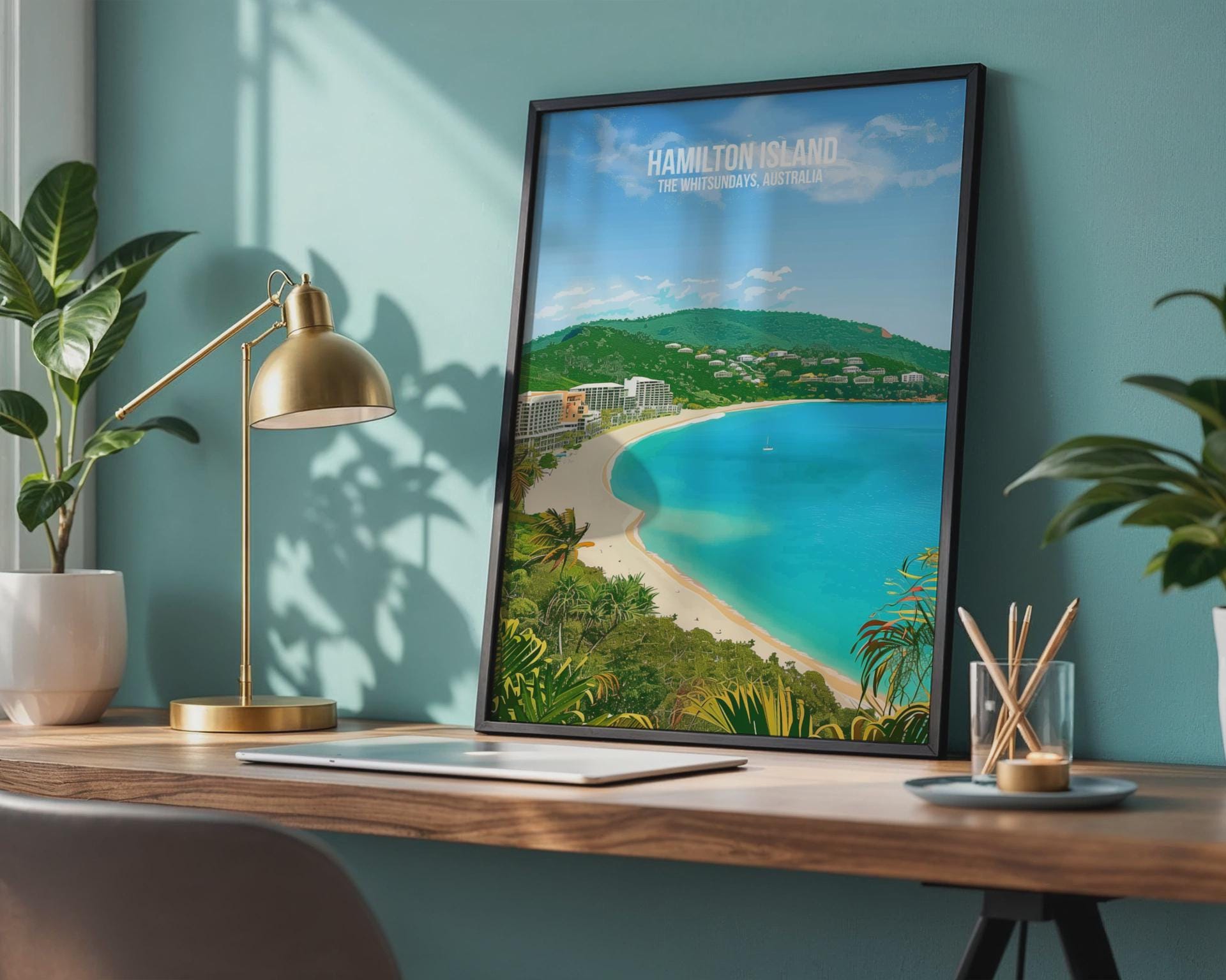 Hamilton Island Beach Scene Poster Art Print - Travel Wall Art