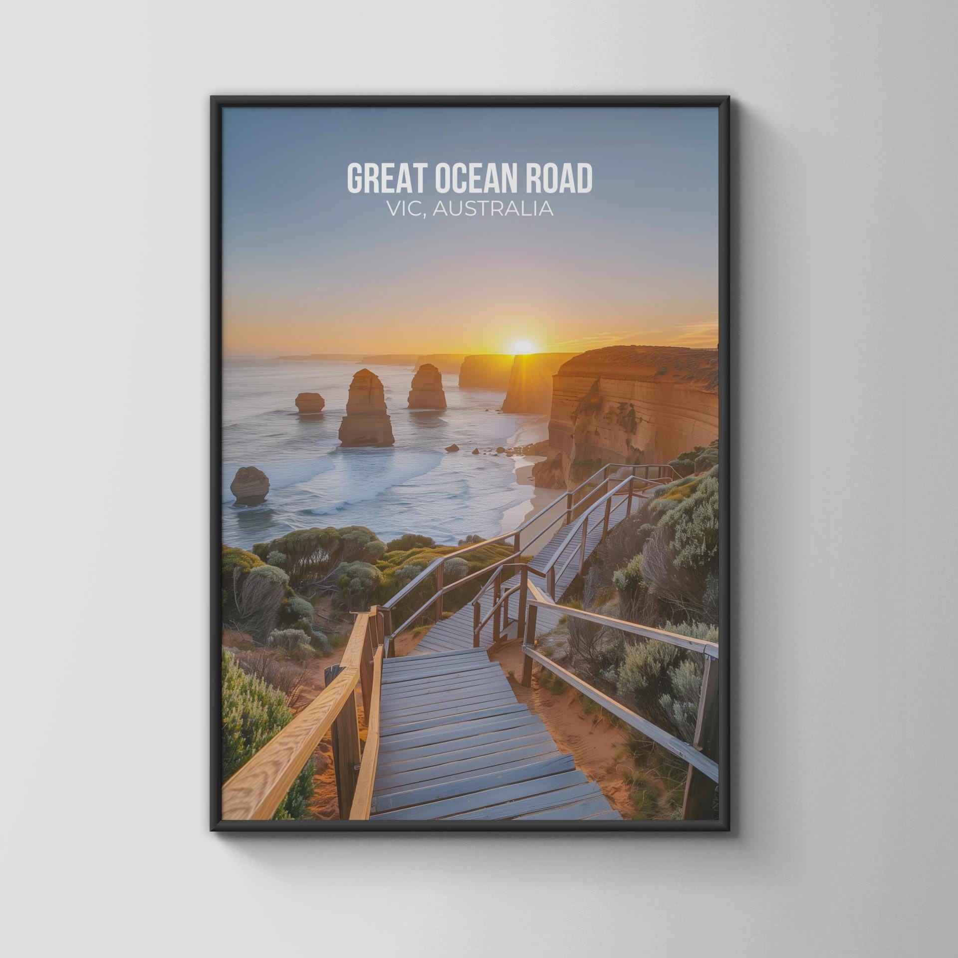 Great Ocean Road Sunset Print Australia Landscape Wall Art - Travel Wall Art