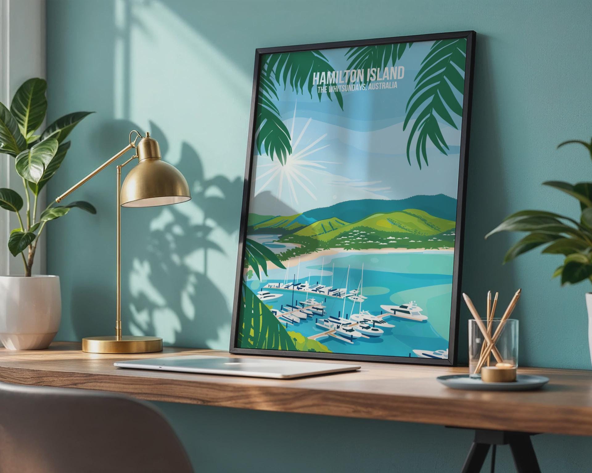Hamilton Island Travel Poster Whitsundays Australia Wall Art Print - Travel Wall Art