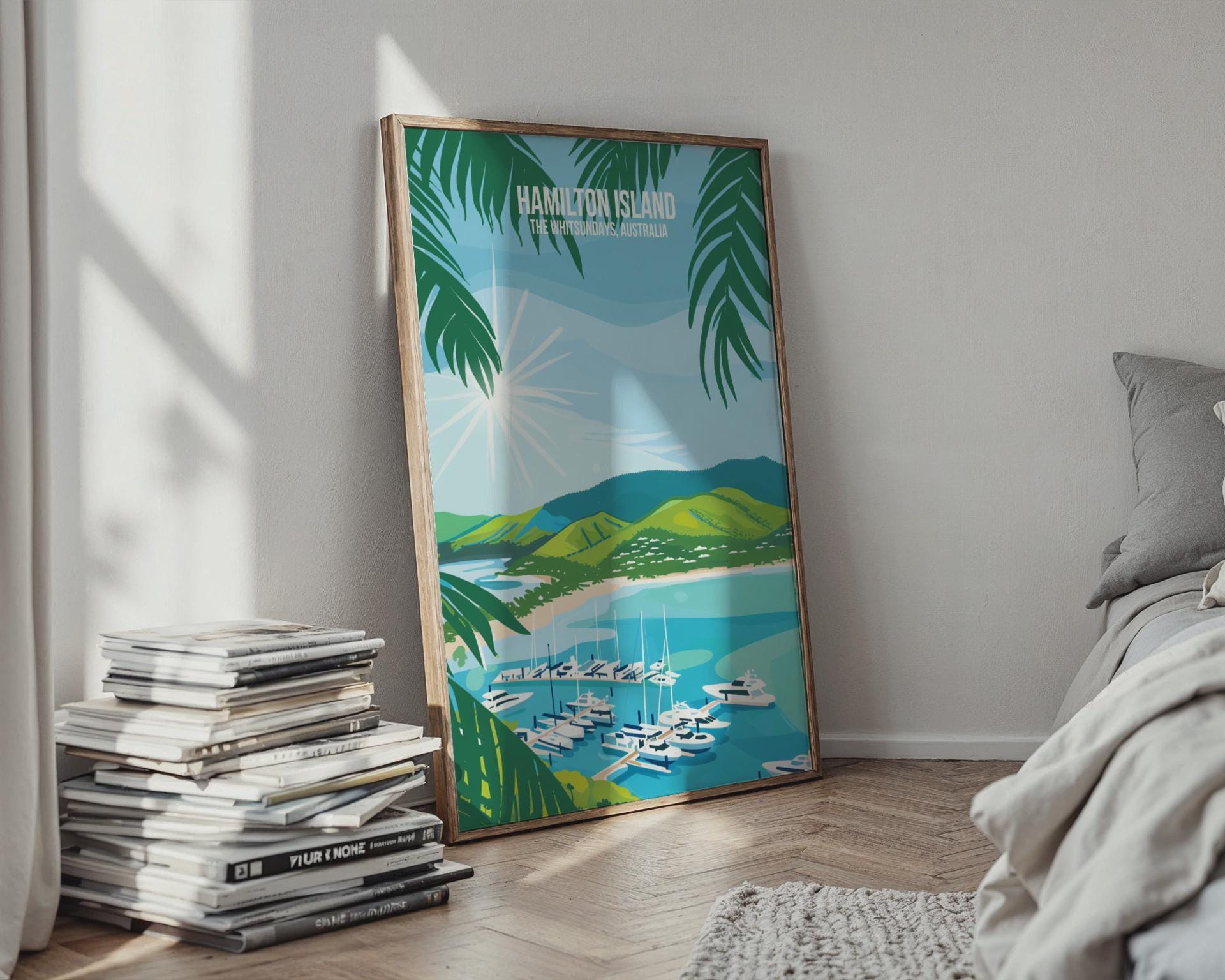Hamilton Island Travel Poster Whitsundays Australia Wall Art Print - Travel Wall Art