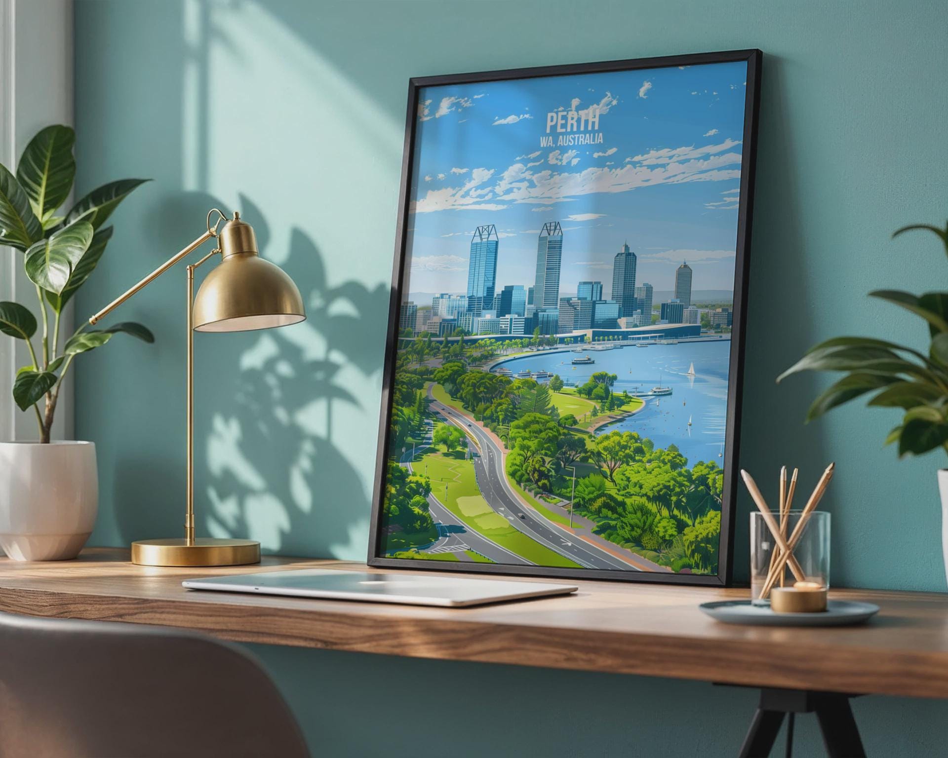 Perth WA Australia Cityscape Print Wall Art - Travel Wall Art