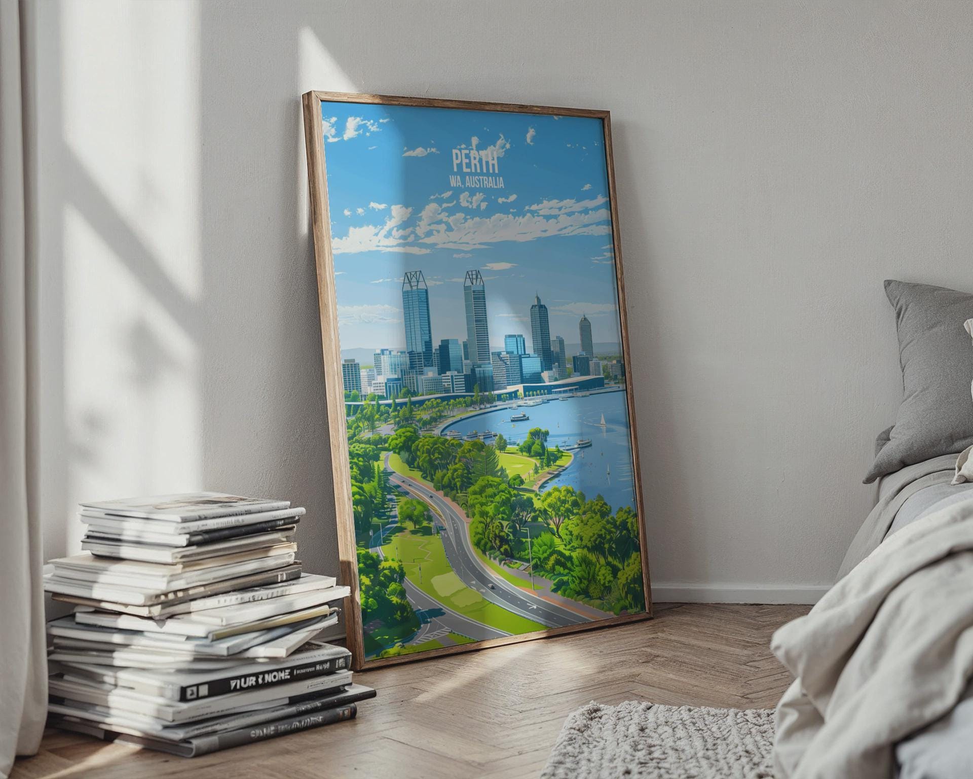 Perth WA Australia Cityscape Print Wall Art - Travel Wall Art