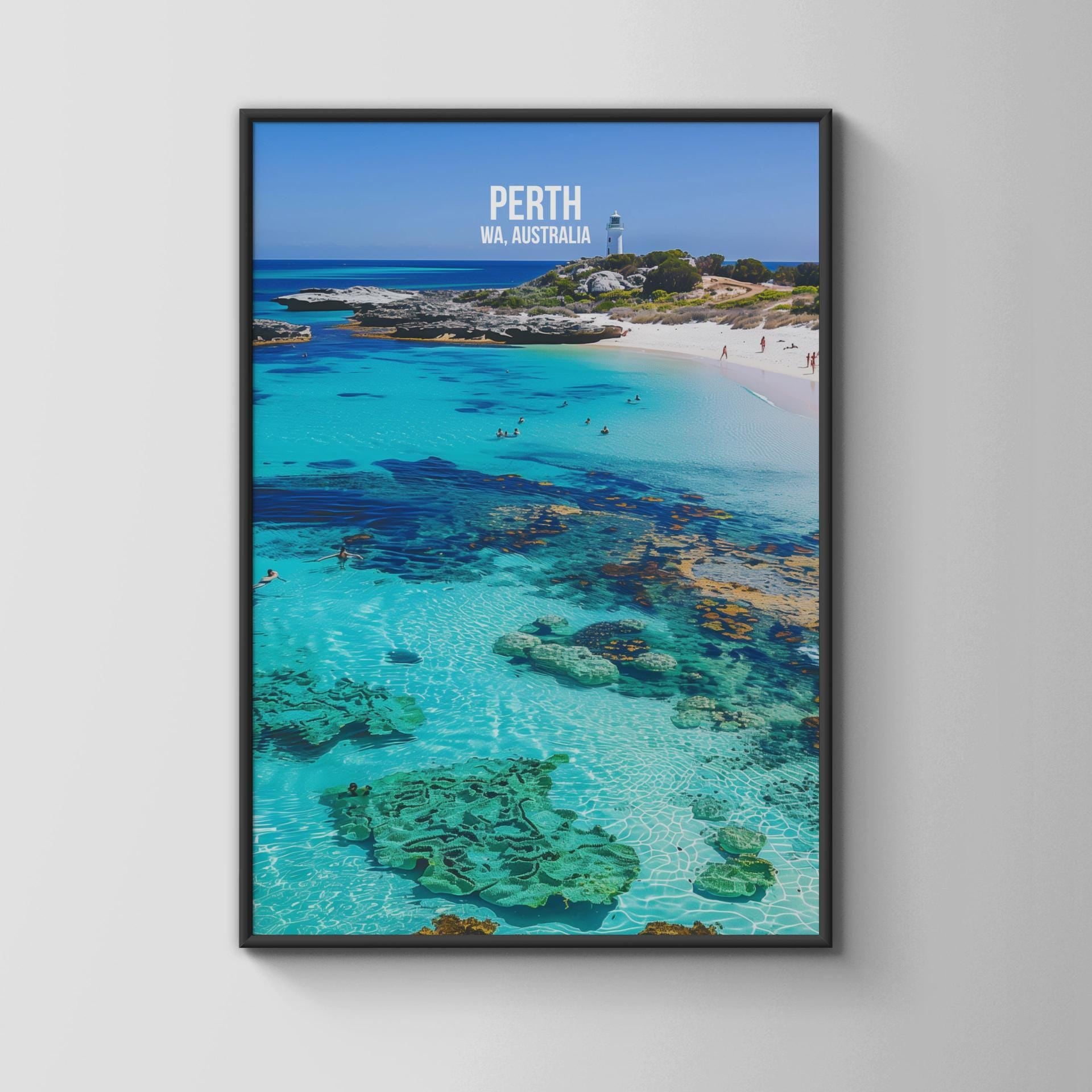 Perth WA Australia Travel Poster Print Wall Art - Travel Wall Art