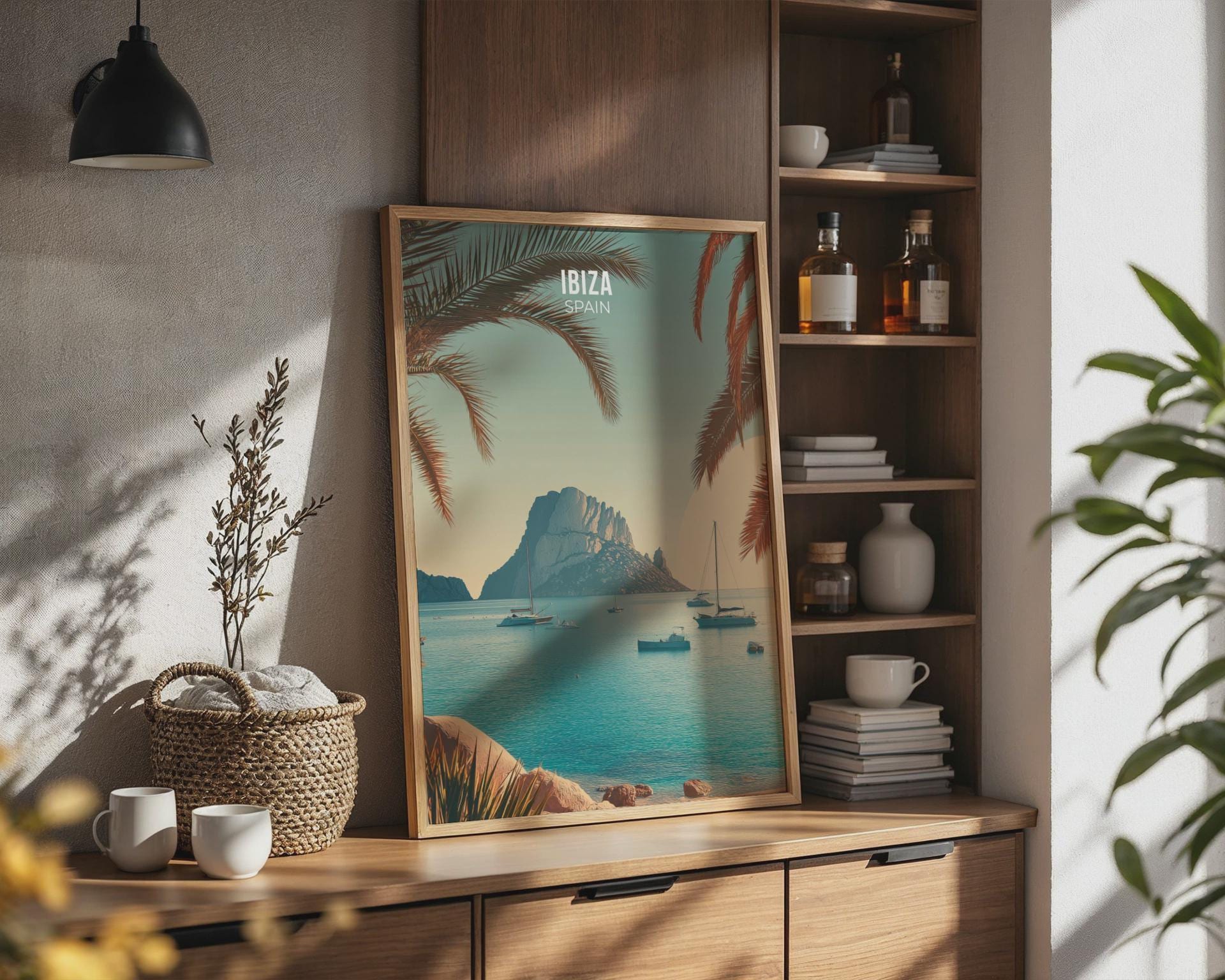 Ibiza Print Minimalist Coastal Wall Art - Travel Wall Art