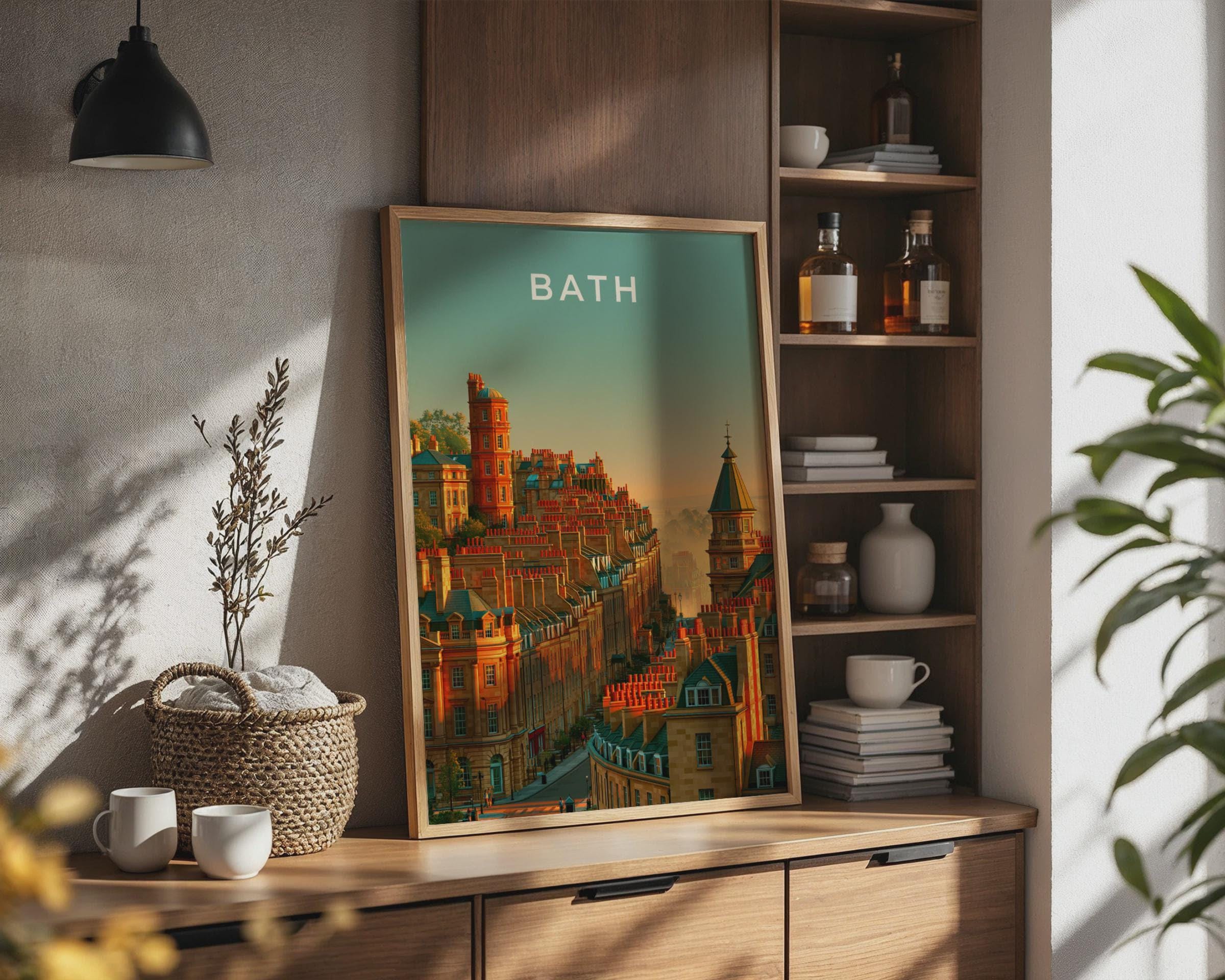 Bath Architecture Poster Cityscape Wall Art UK Travel Decor - Travel Wall Art