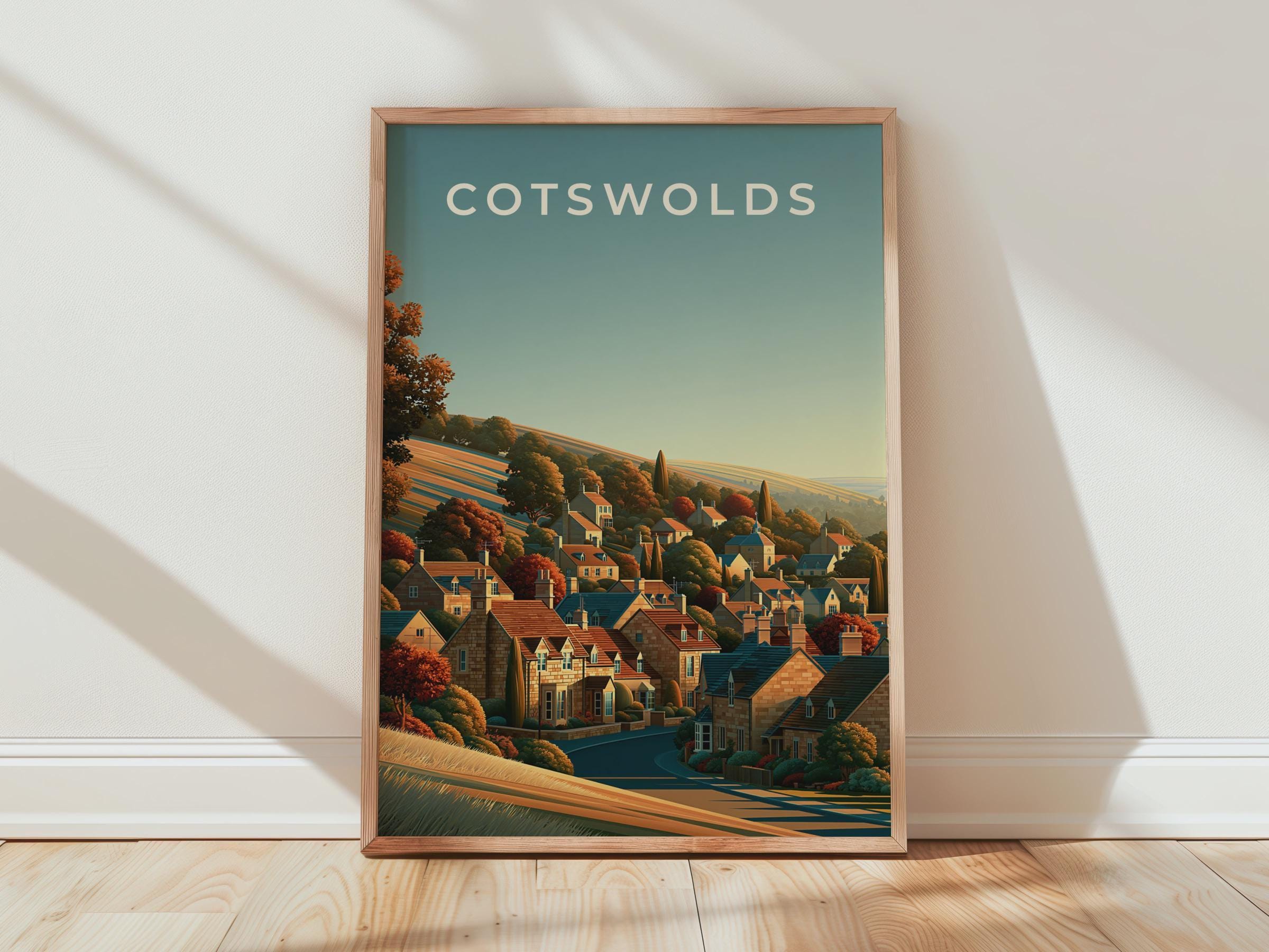 Cotswolds Print Village Landscape Art - Travel Wall Art