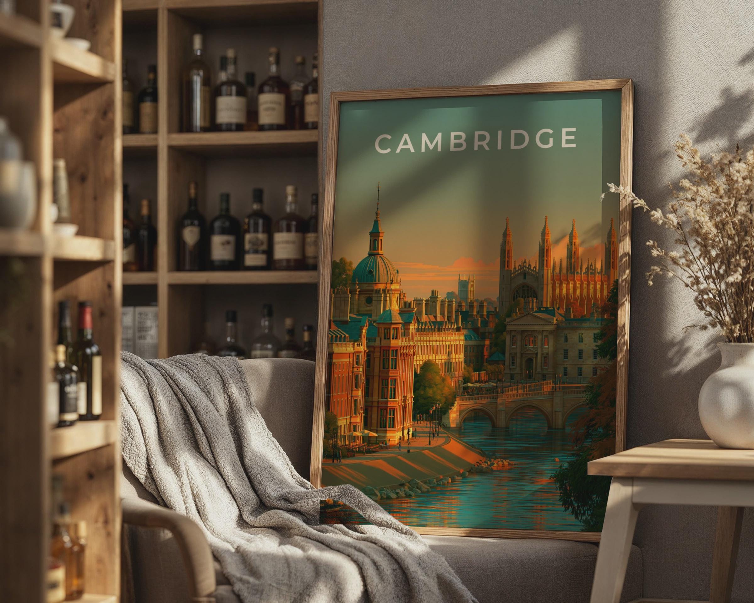 Cambridge Cityscape Art Print Scenic Wall Art - Travel Wall Art