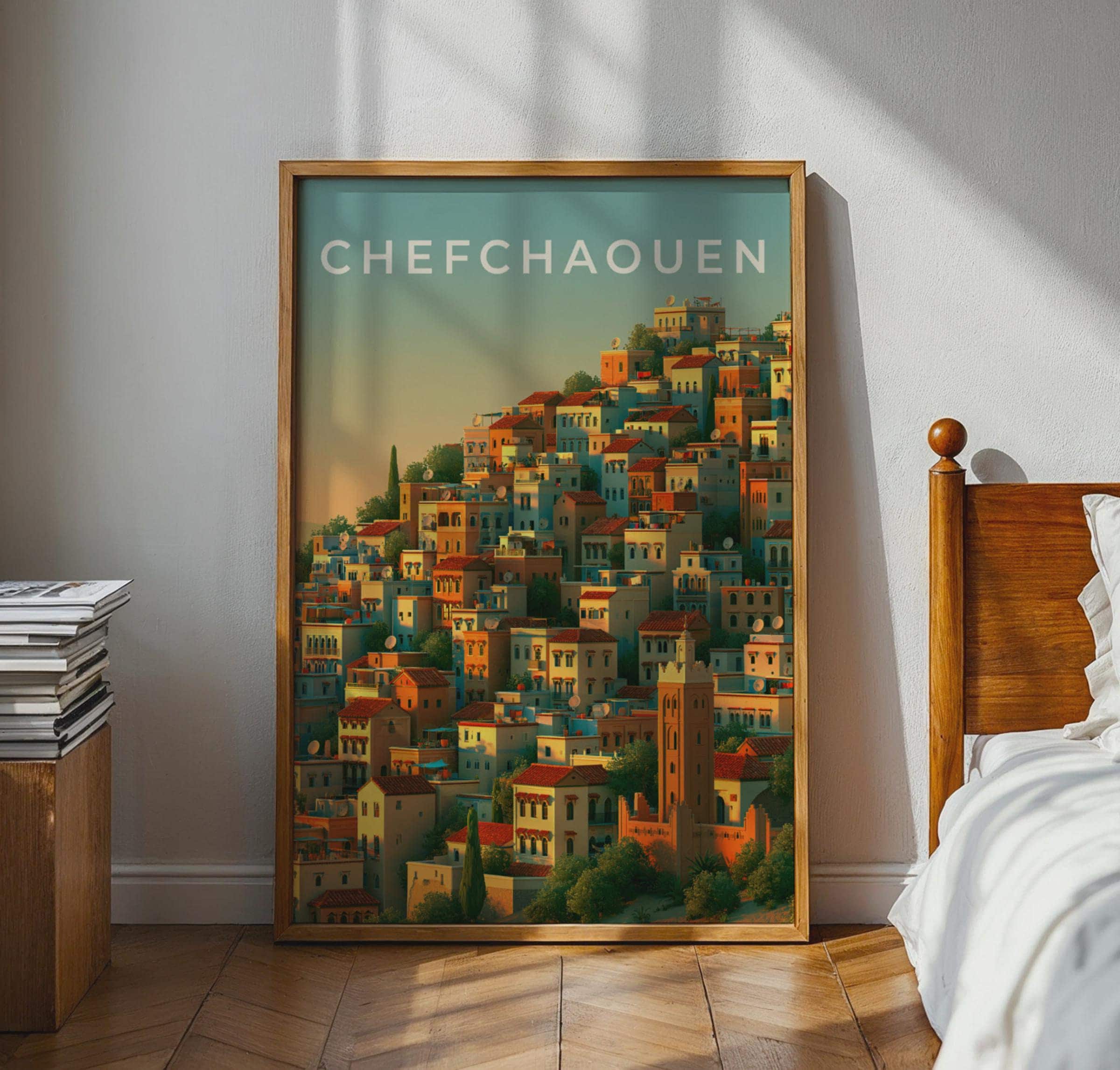 Chefchaouen Cityscape Print Wall Art - Travel Wall Art
