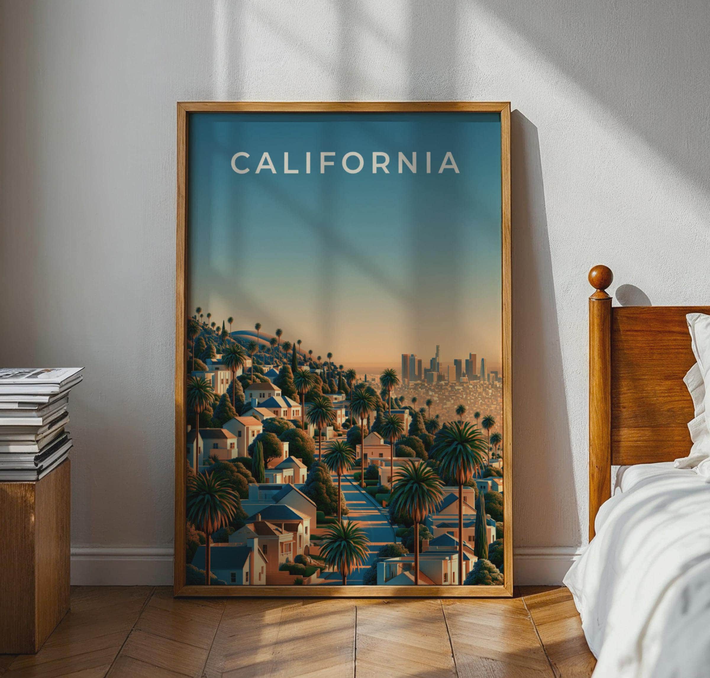 California City Skyline Sunset Poster Artwork - Travel Wall Art