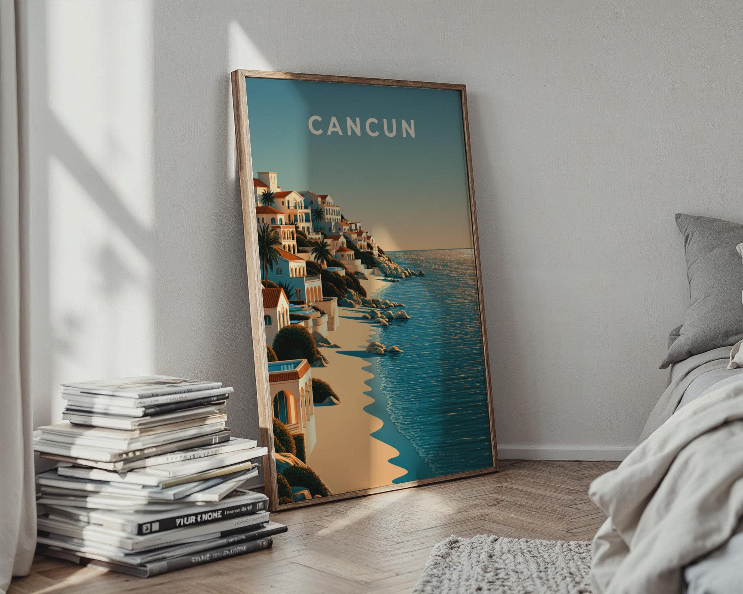 Cancun Beach Art Print Coastal Landscape - Travel Wall Art