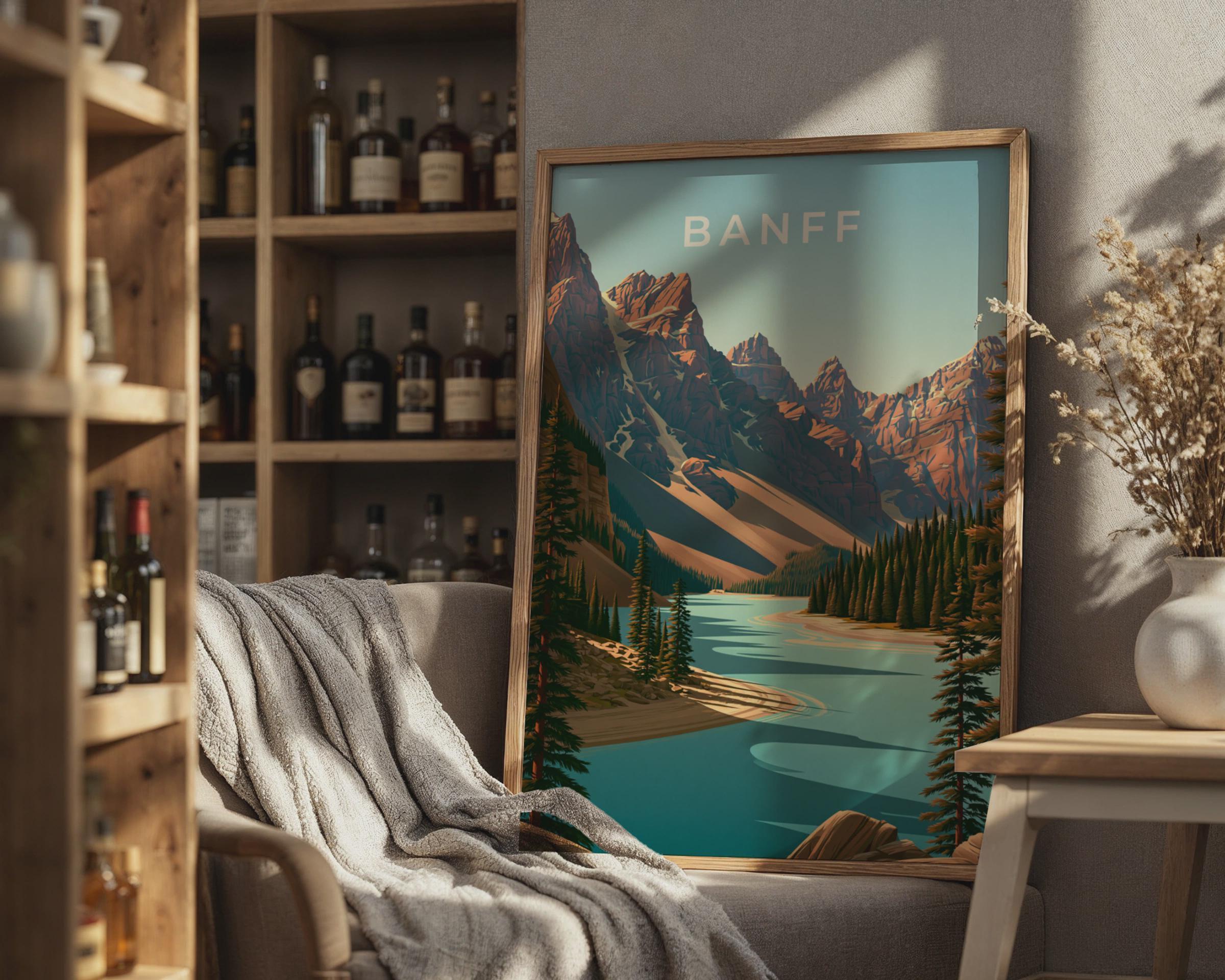 Banff Mountain Landscape Art Print - Travel Wall Art