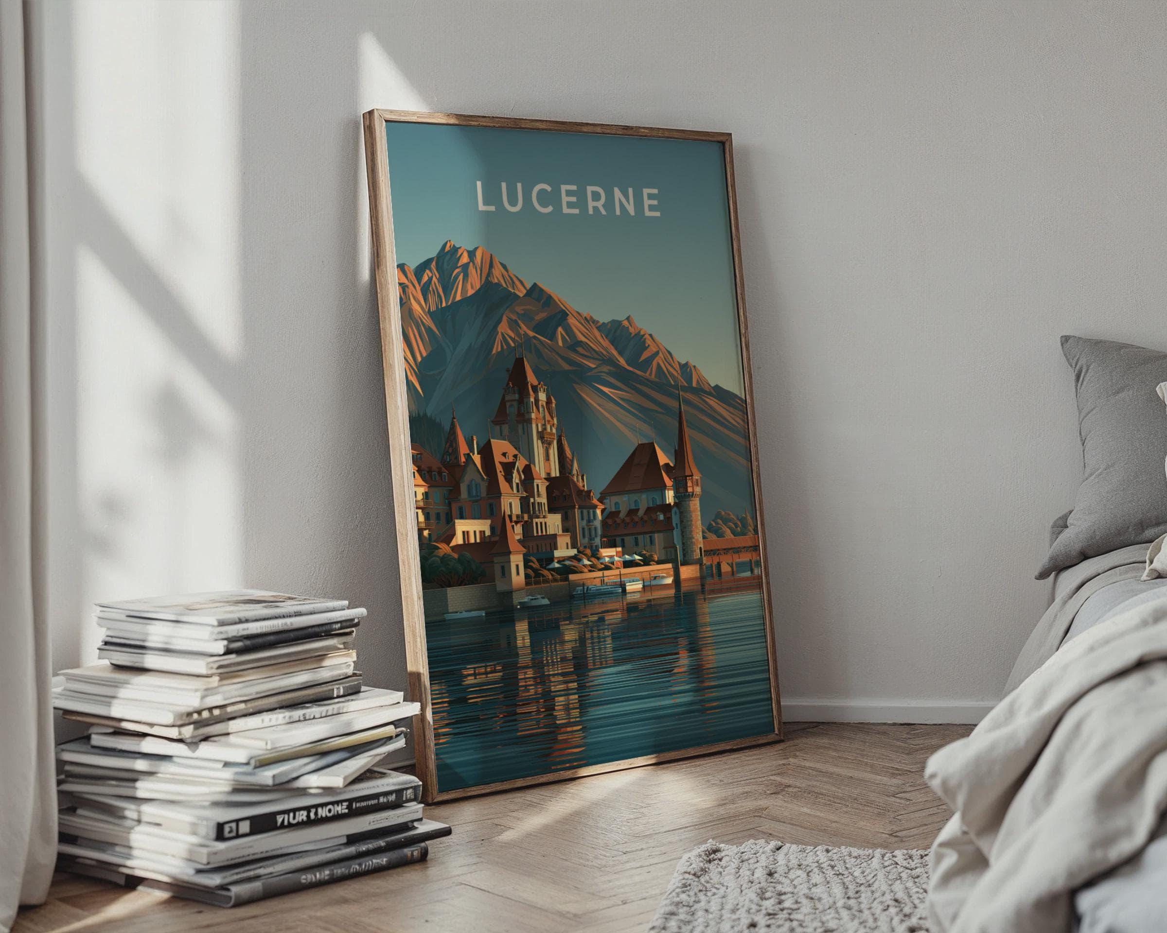 Lucerne Cityscape Poster Art - Travel Wall Art