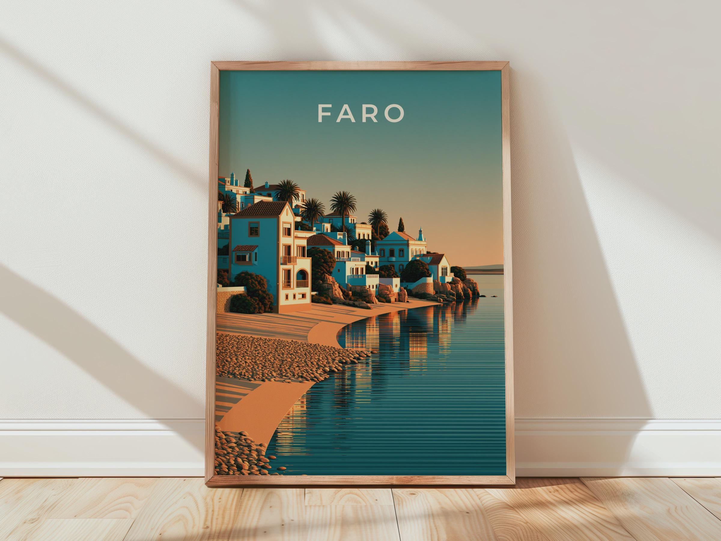 Faro Minimalist Coastal Print - Travel Wall Art