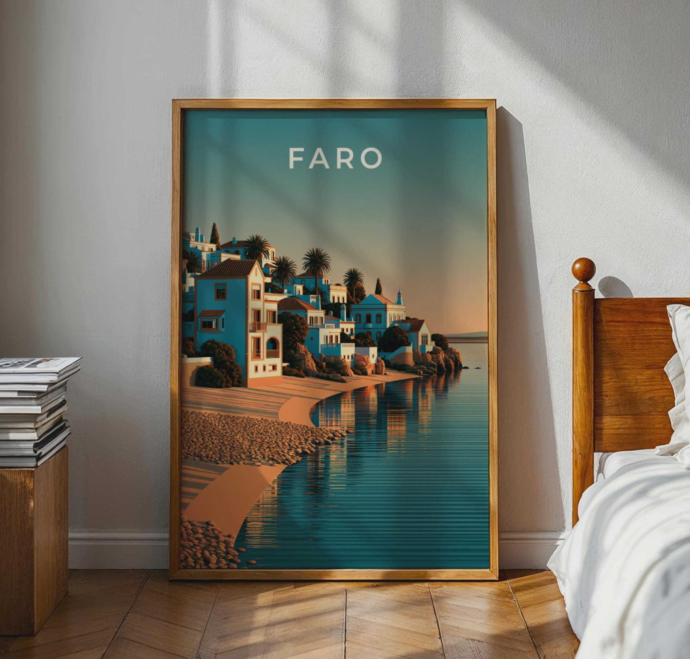 Faro Minimalist Coastal Print - Travel Wall Art
