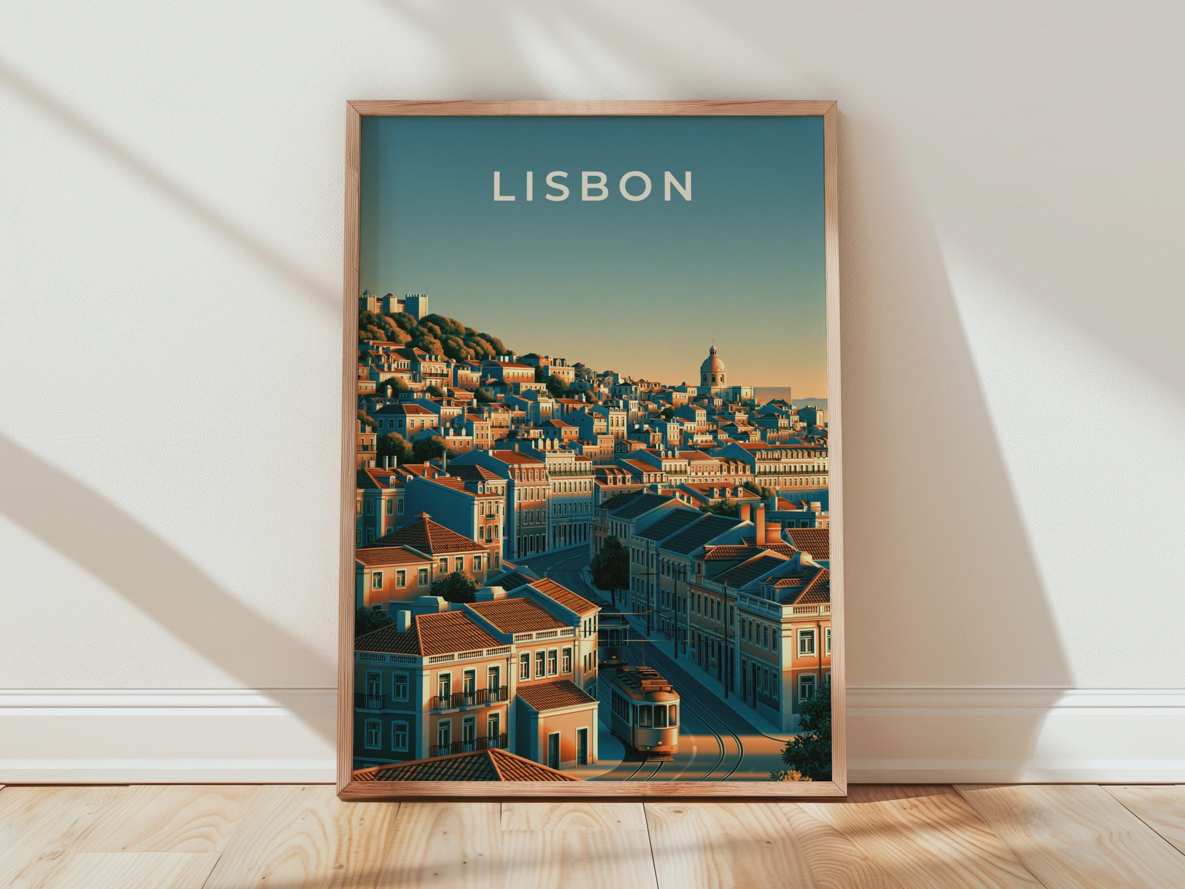 Lisbon City Print Architectural Wall Art - Travel Wall Art