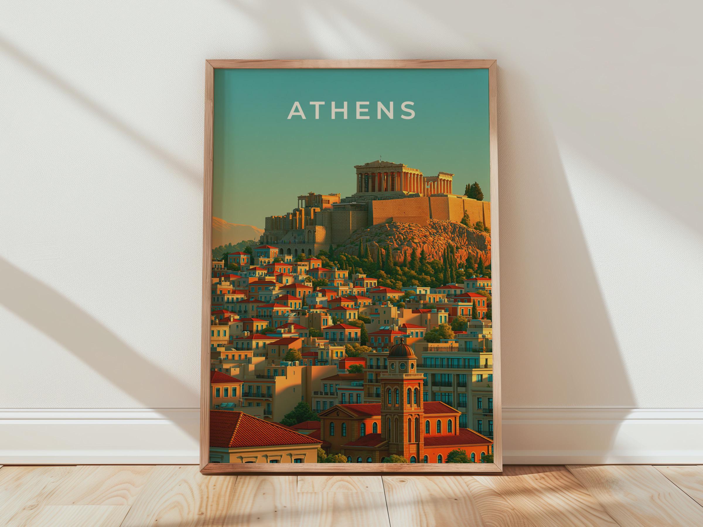 Athens Skyline Print Greek Architecture Art Travel Poster - Travel Wall Art