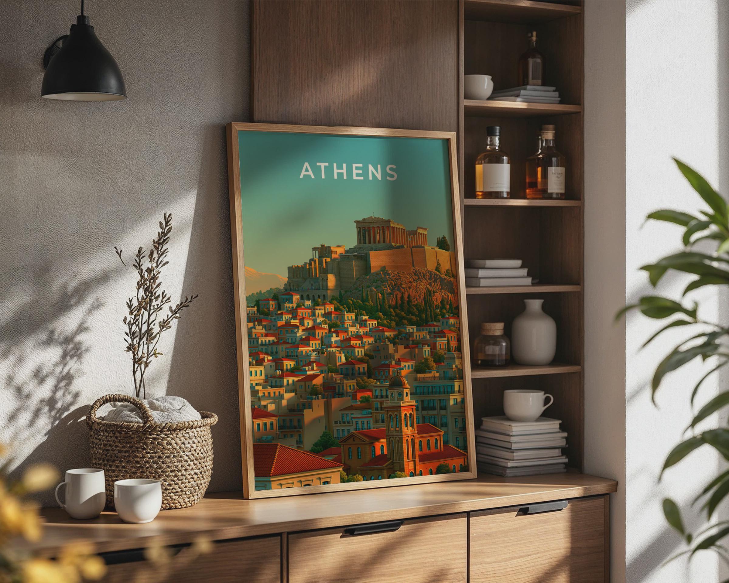 Athens Skyline Print Greek Architecture Art Travel Poster - Travel Wall Art
