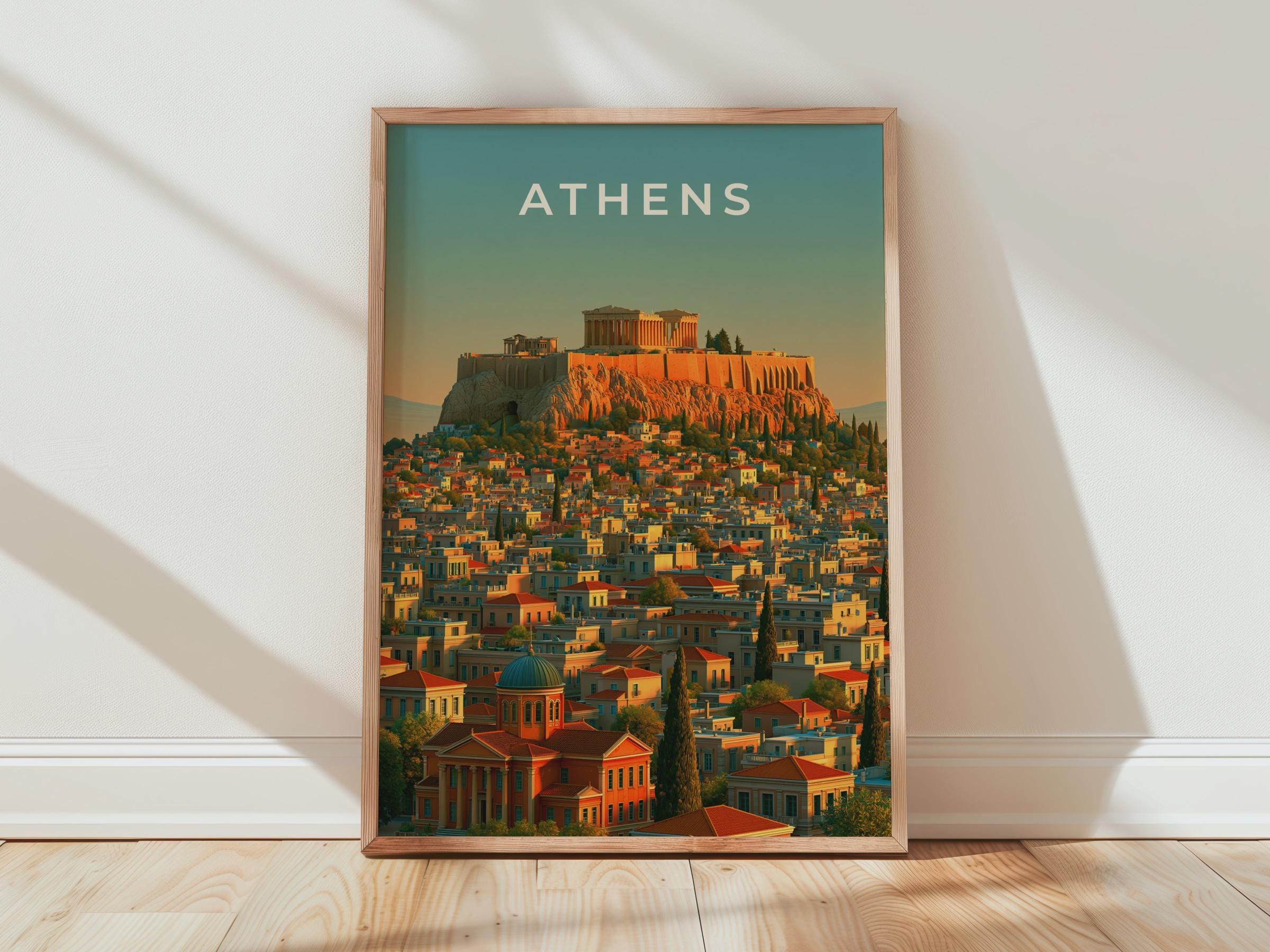 Athens Cityscape Wall Art Poster - Travel Wall Art