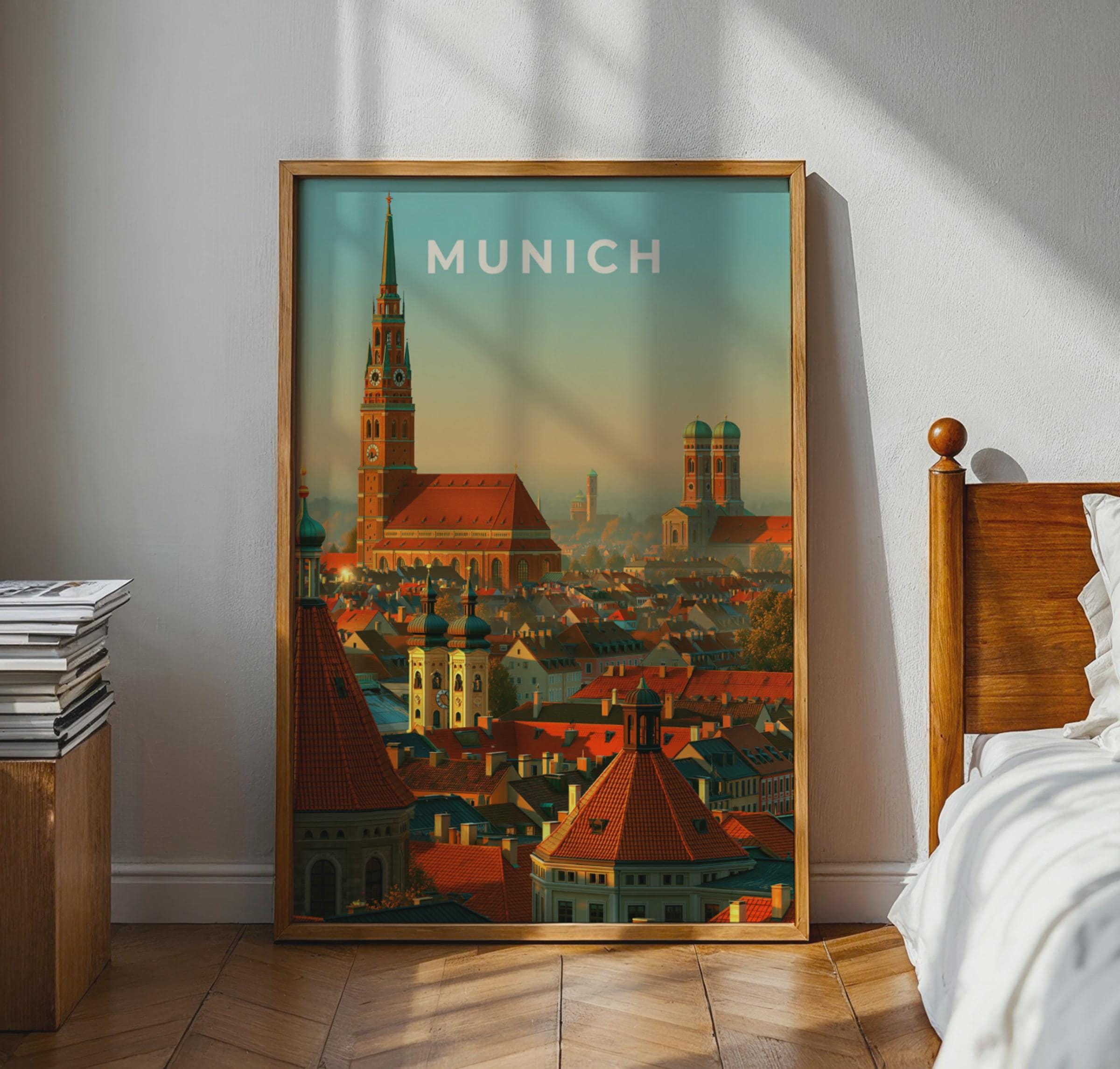 Munich Skyline Art Print European City Poster Urban Landscape - Travel Wall Art