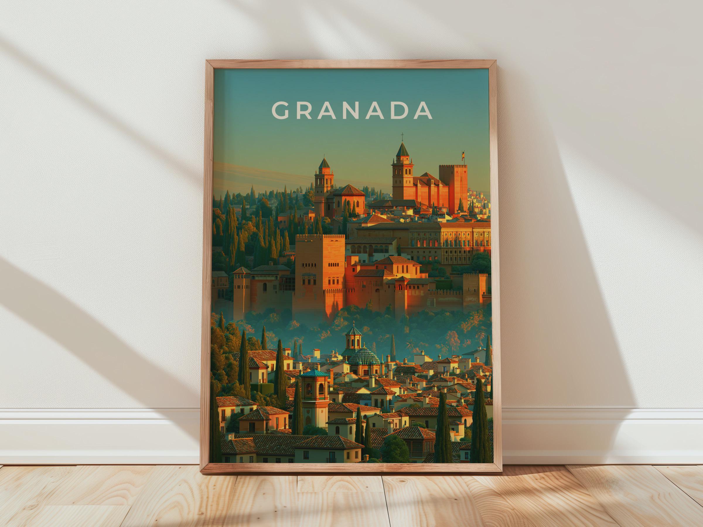 Granada Alhambra Wall Art Travel Poster - Travel Wall Art